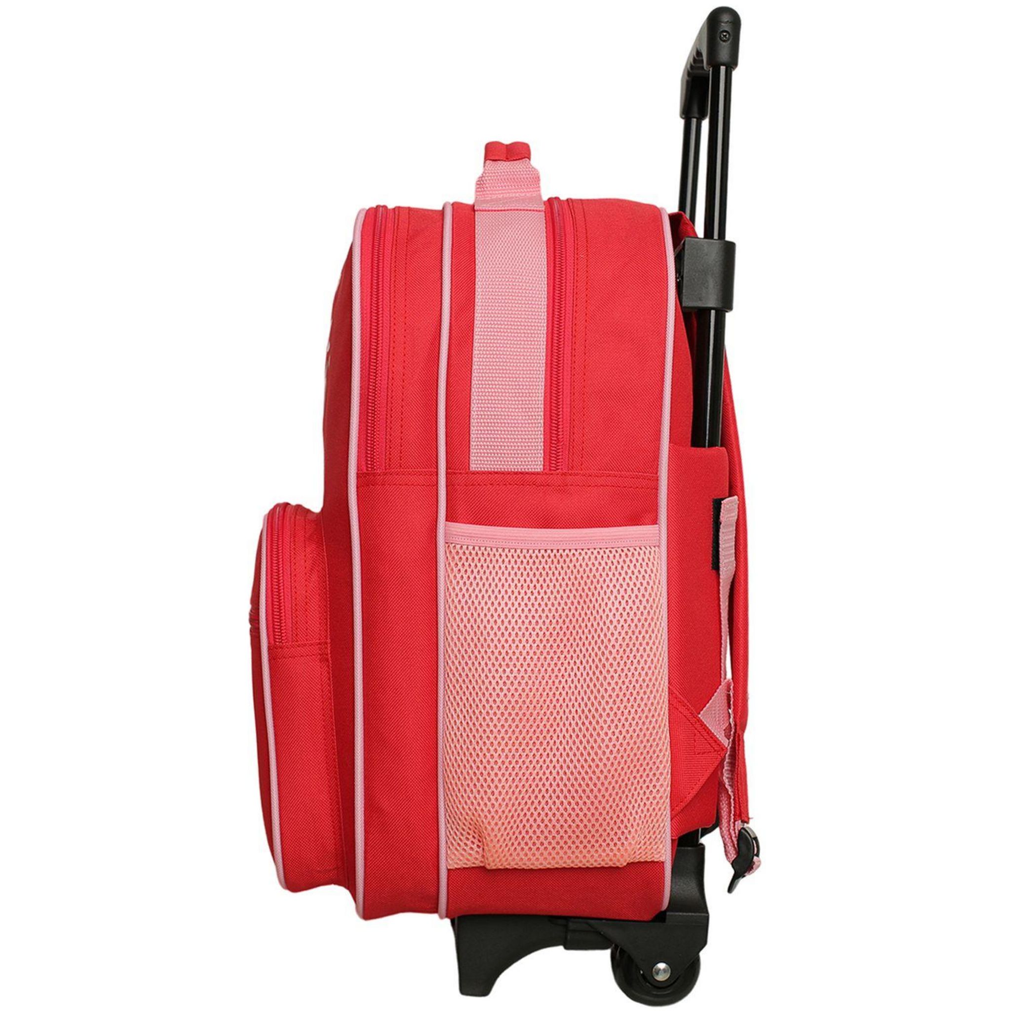 Voir la diapositive 4 : Sac à Dos à roulettes Multipoche - Rouge/Rose