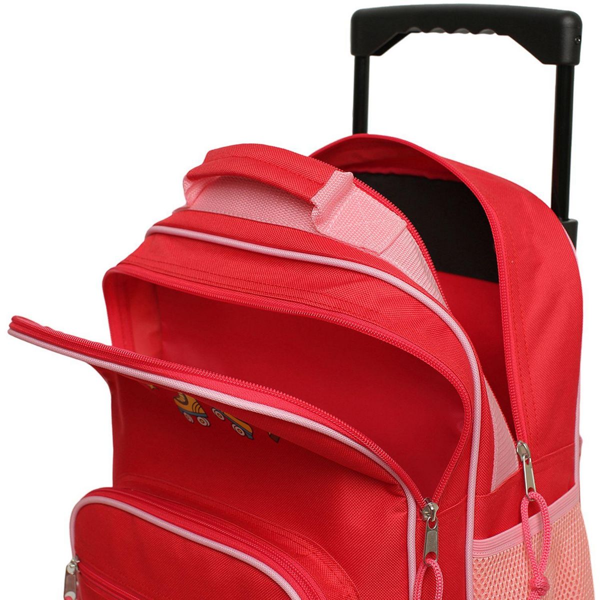 Sac à Dos à roulettes Multipoche - Rouge/Rose