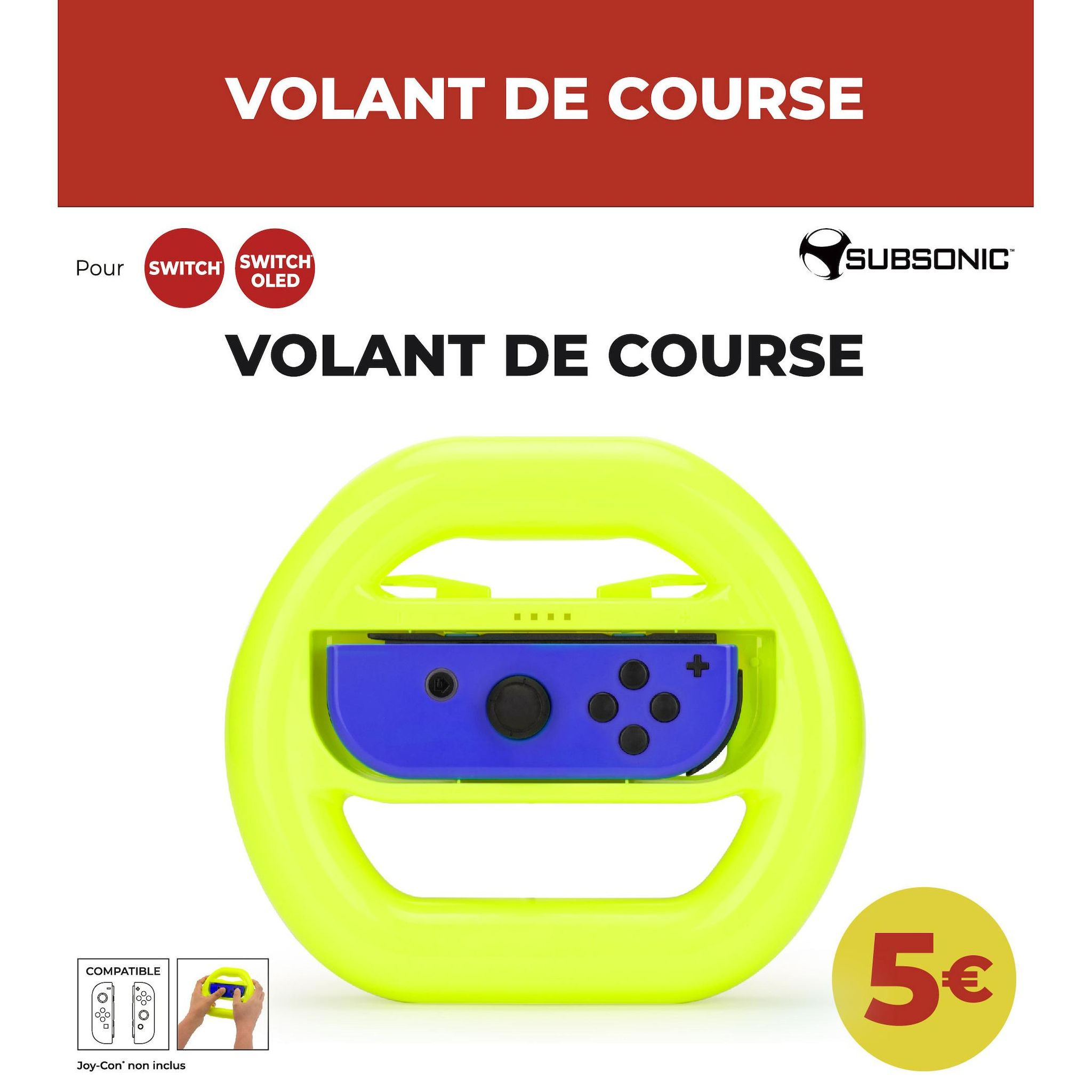 SUBSONIC Volant néon jaune Nintendo Switch