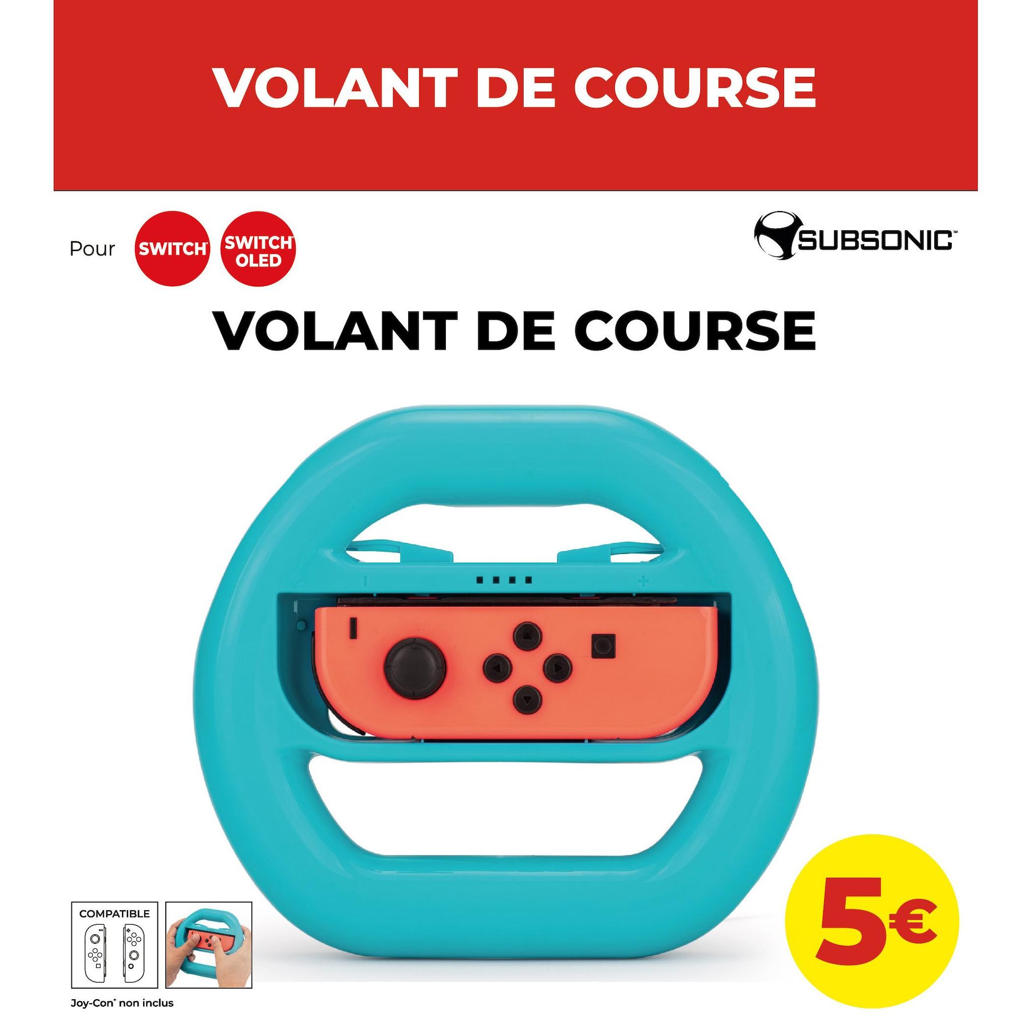 SUBSONIC Volant de course néon bleu Nintendo Switch