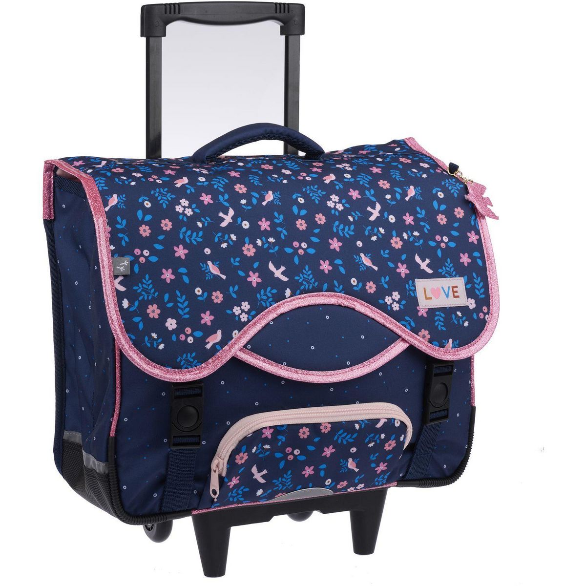 AUCHAN Cartable à roulettes Fleurs