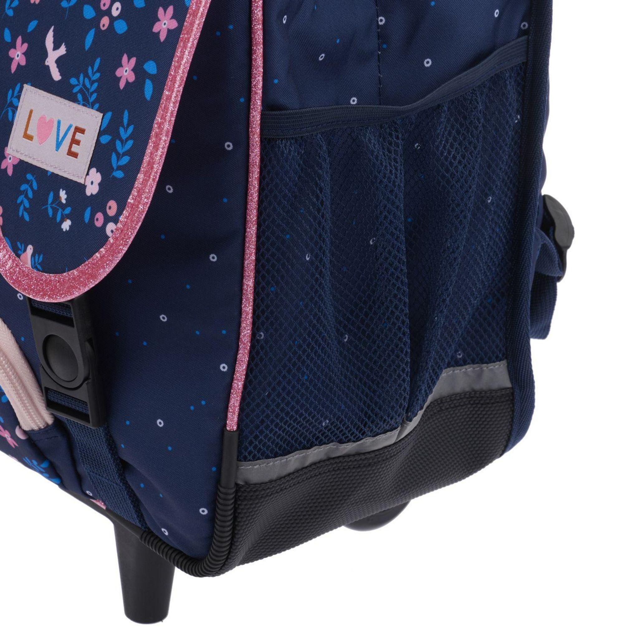 Voir la diapositive 3 : AUCHAN Cartable à roulettes Fleurs