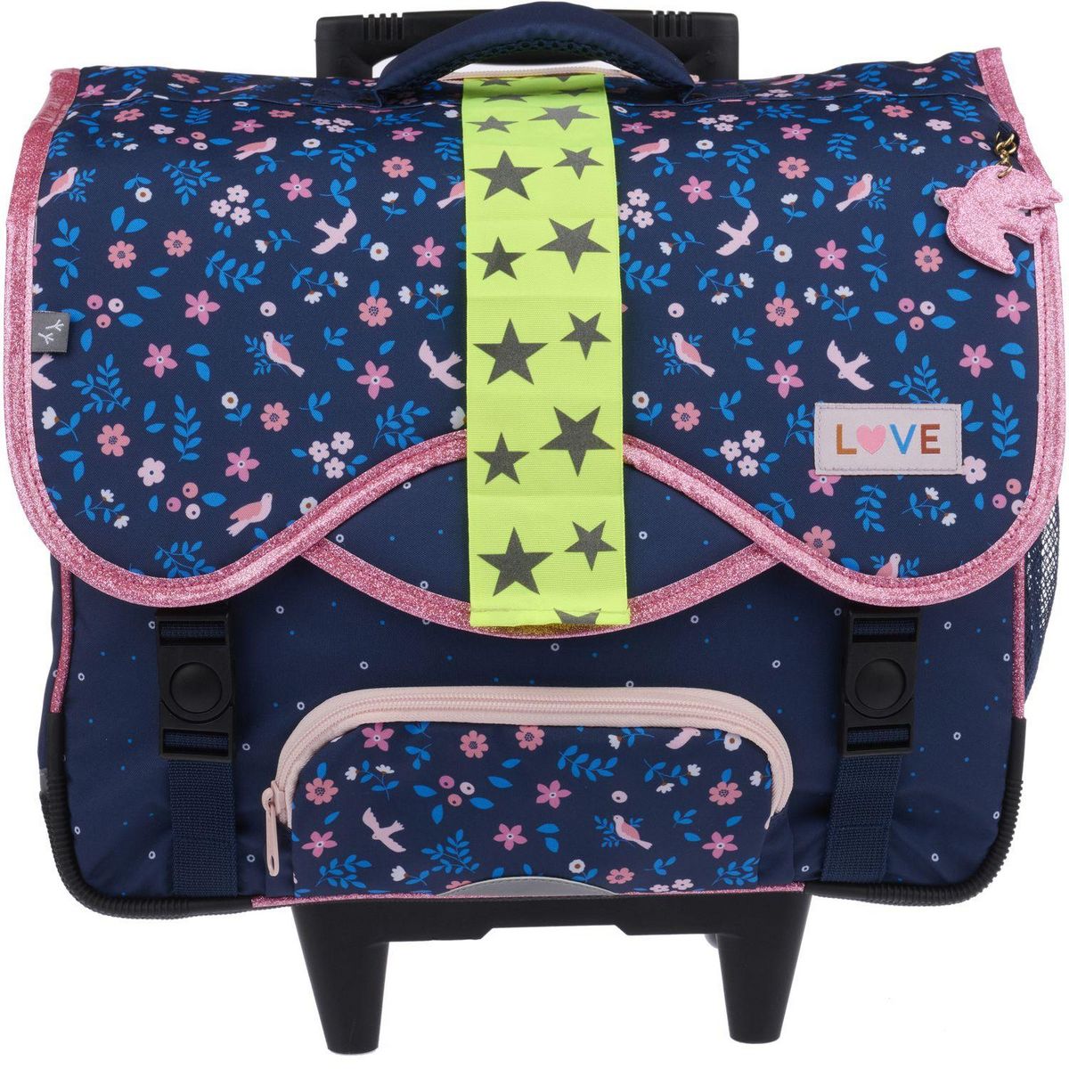 AUCHAN Cartable à roulettes Fleurs