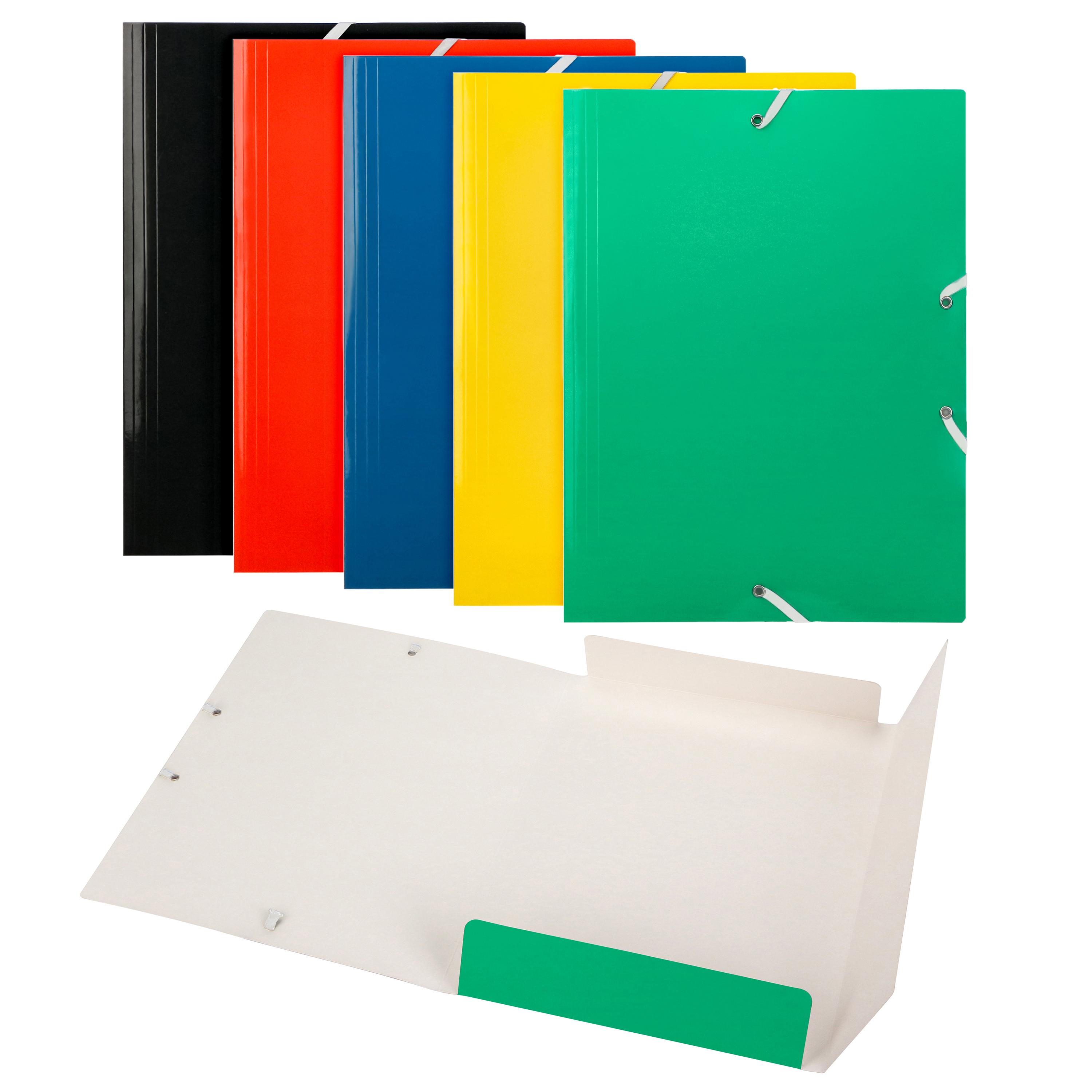 Voir la diapositive 2 : AUCHAN Lot de 5 chemises élastique carton 24x32cm 3 rabats