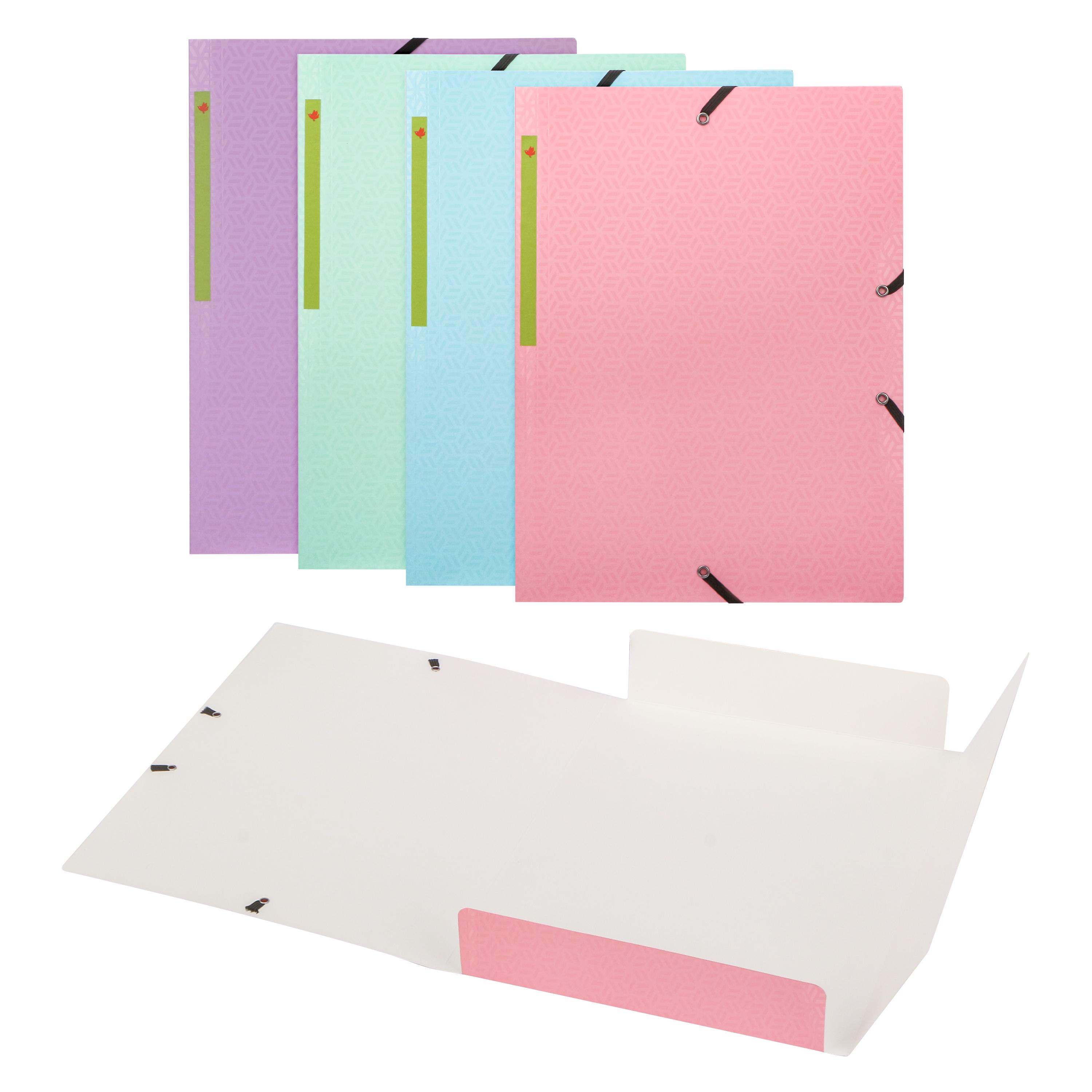 AUCHAN Chemise élastique carton 24x32 3 rabats - Pastel