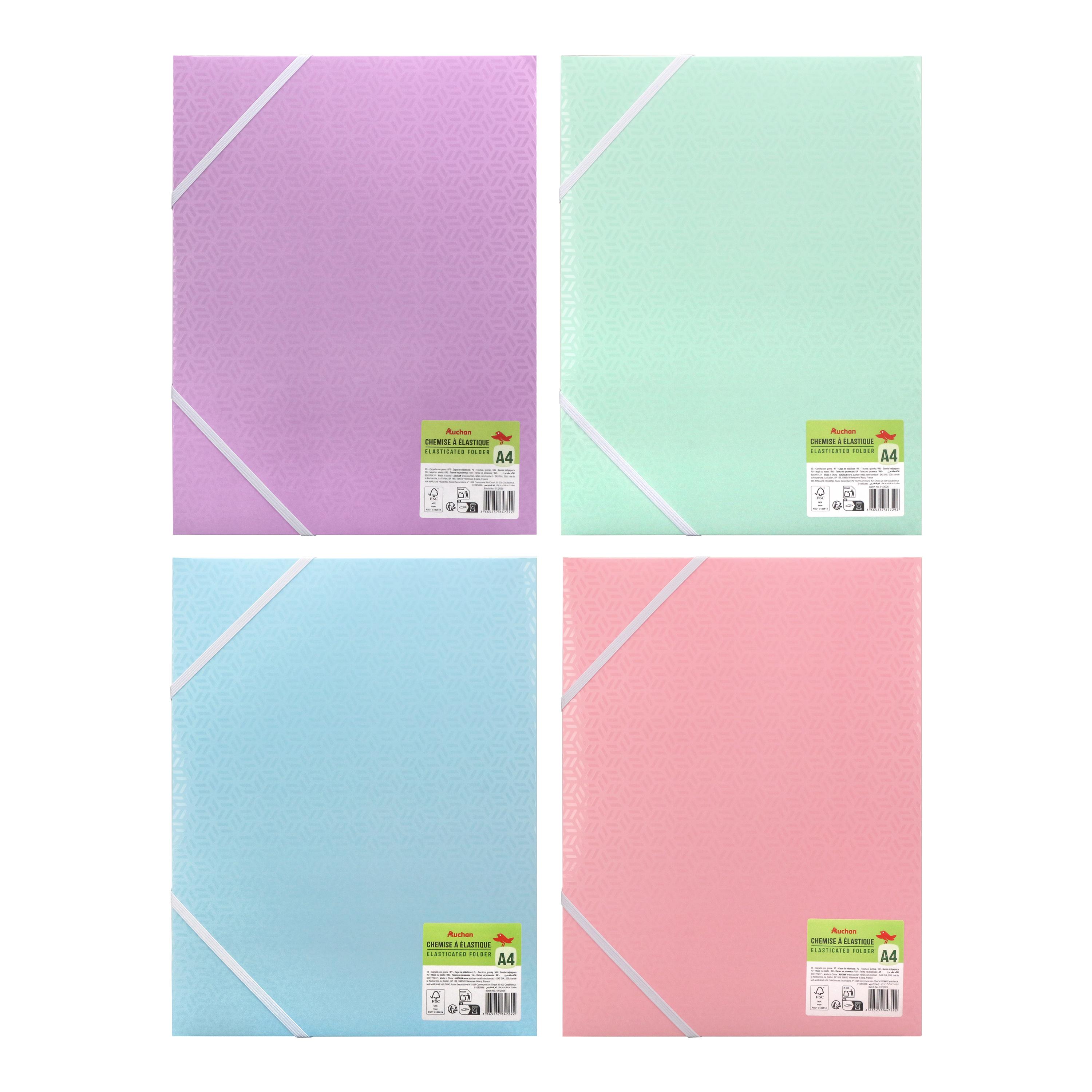 Voir la diapositive 2 : AUCHAN Chemise élastique carton 24x32 3 rabats - Pastel