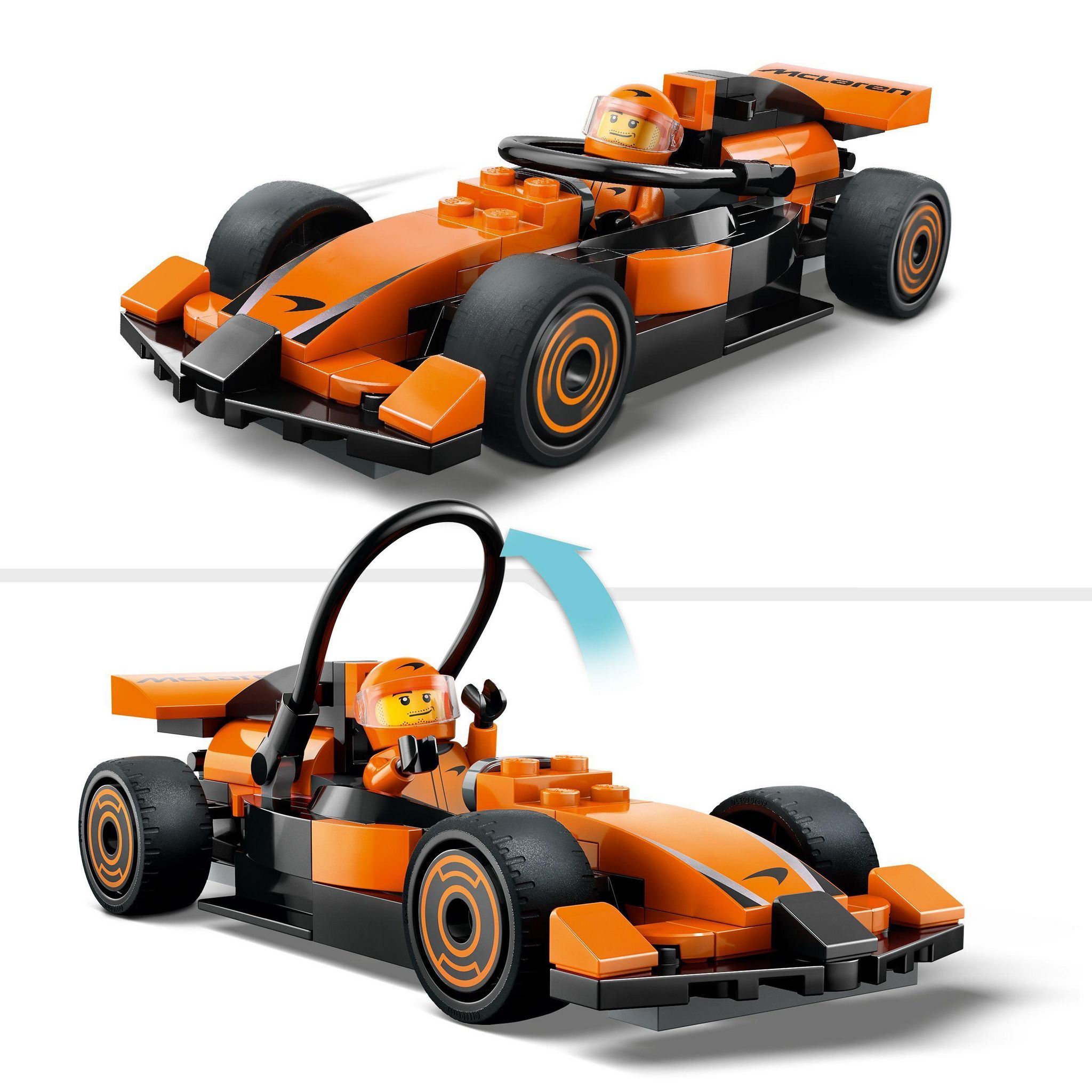 Voir la diapositive 4 : LEGO City 60442 - Voiture de course McLaren avec pilote de F1