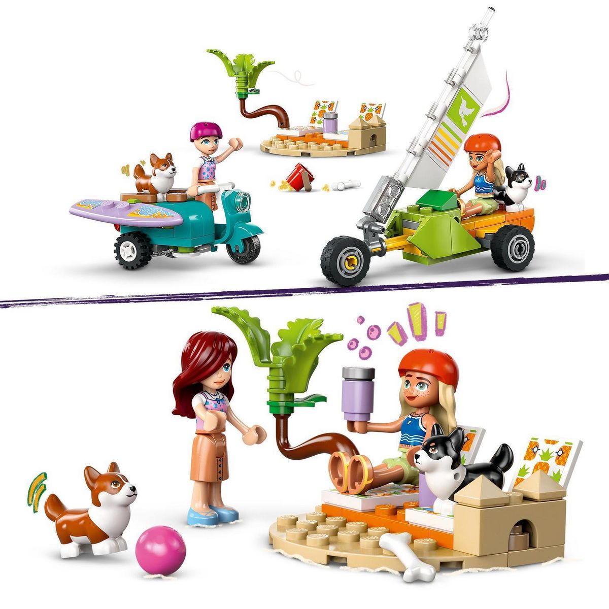 LEGO Friends 42641 - Chiens Surfeurs et Aventures en Scooter