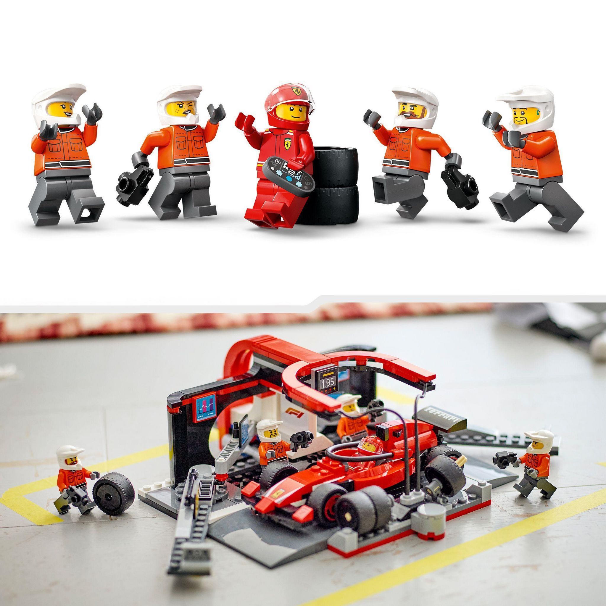 Voir la diapositive 6 : LEGO City 60443 - Arrêt au Stand de F1 avec voiture Ferrari
