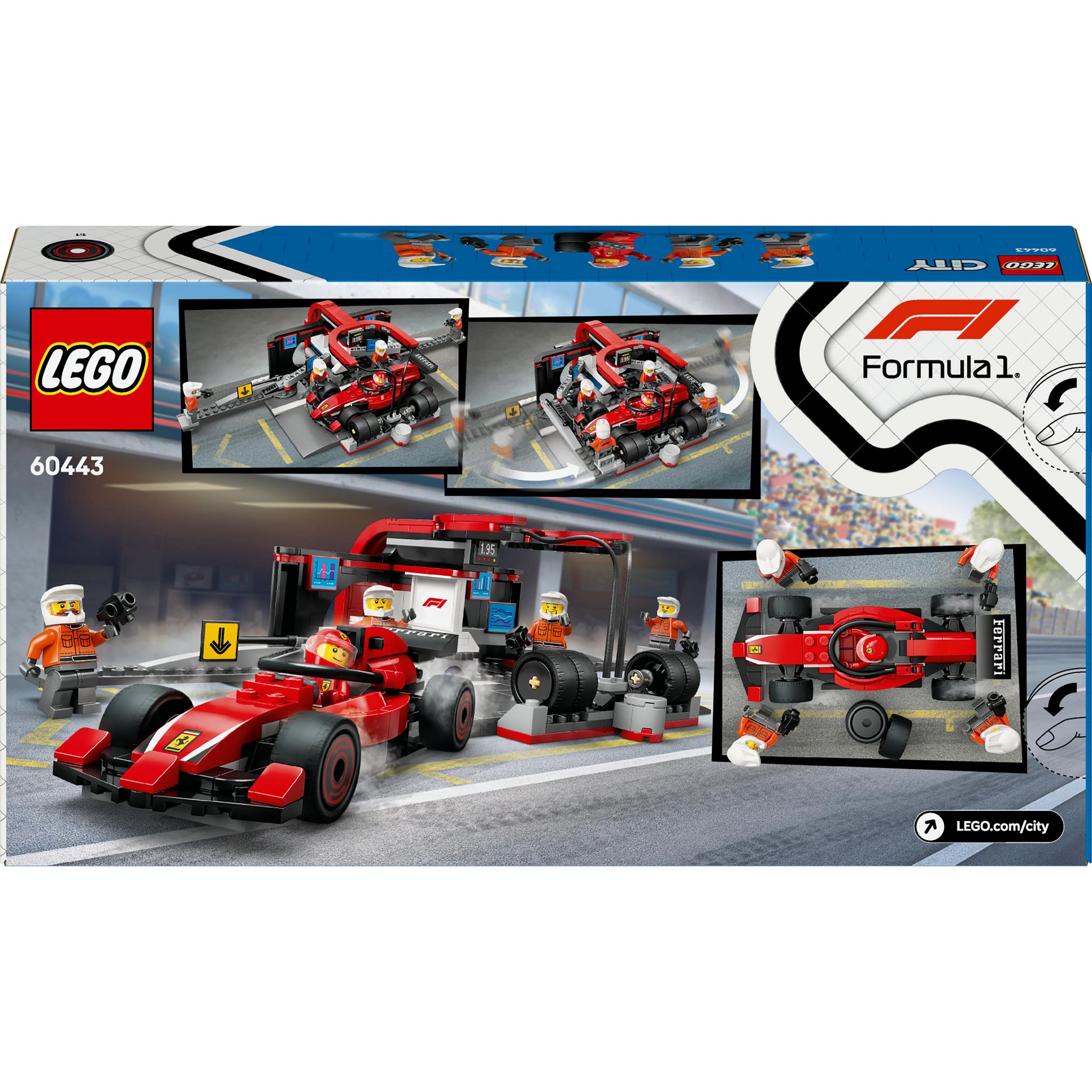 Voir la diapositive 8 : LEGO City 60443 - Arrêt au Stand de F1 avec voiture Ferrari