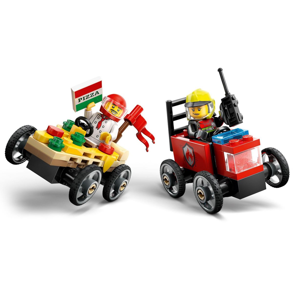 LEGO City 60458 - Pack de bolide de course : Camion de pizza contre camion de pompiers