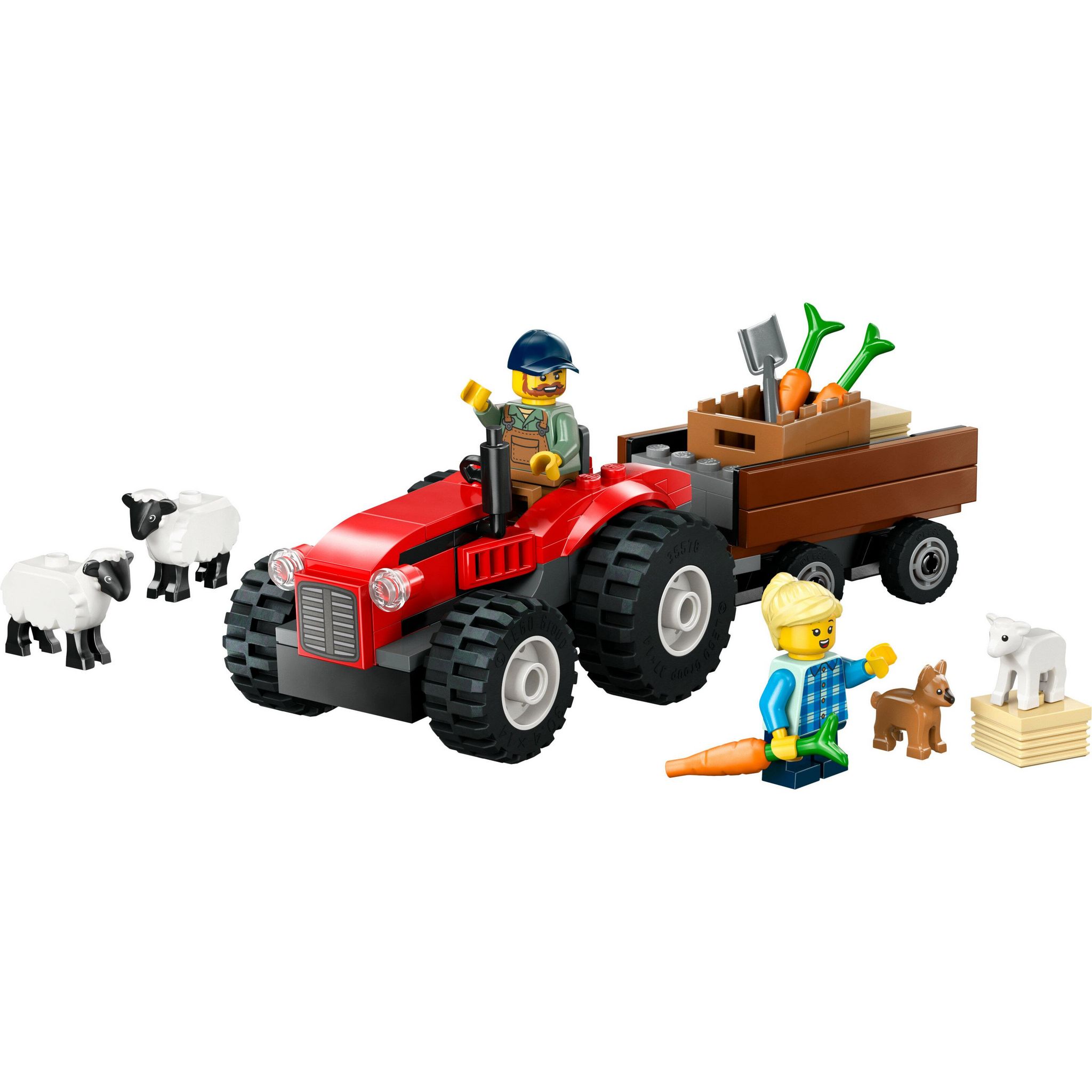 Voir la diapositive 2 : LEGO City 60461 - Tracteur agricole rouge avec remorque et moutons