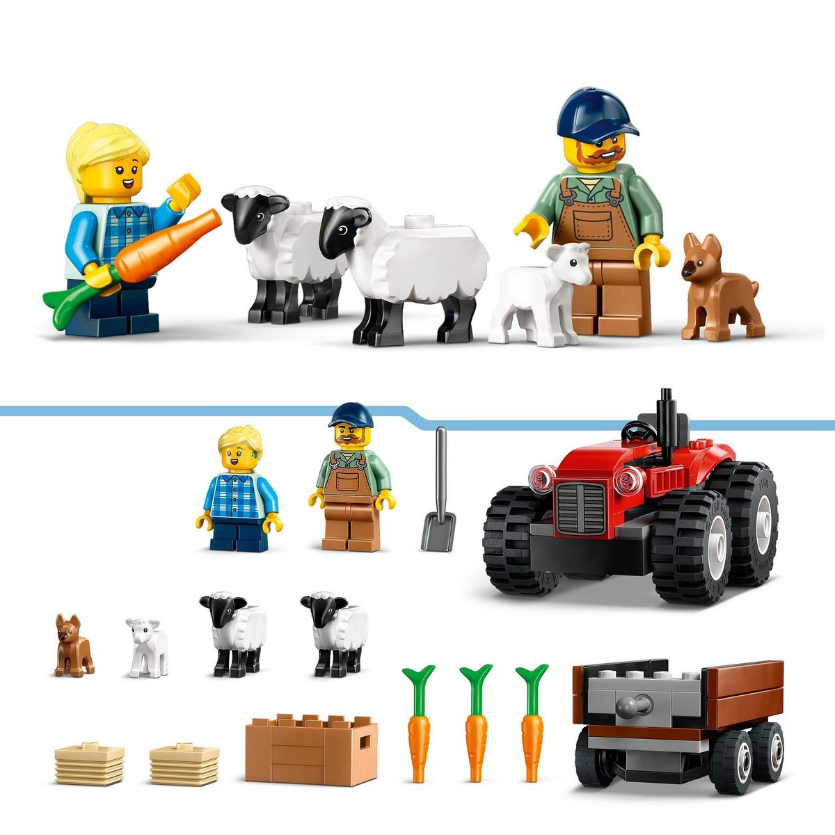 LEGO City 60461 - Tracteur agricole rouge avec remorque et moutons
