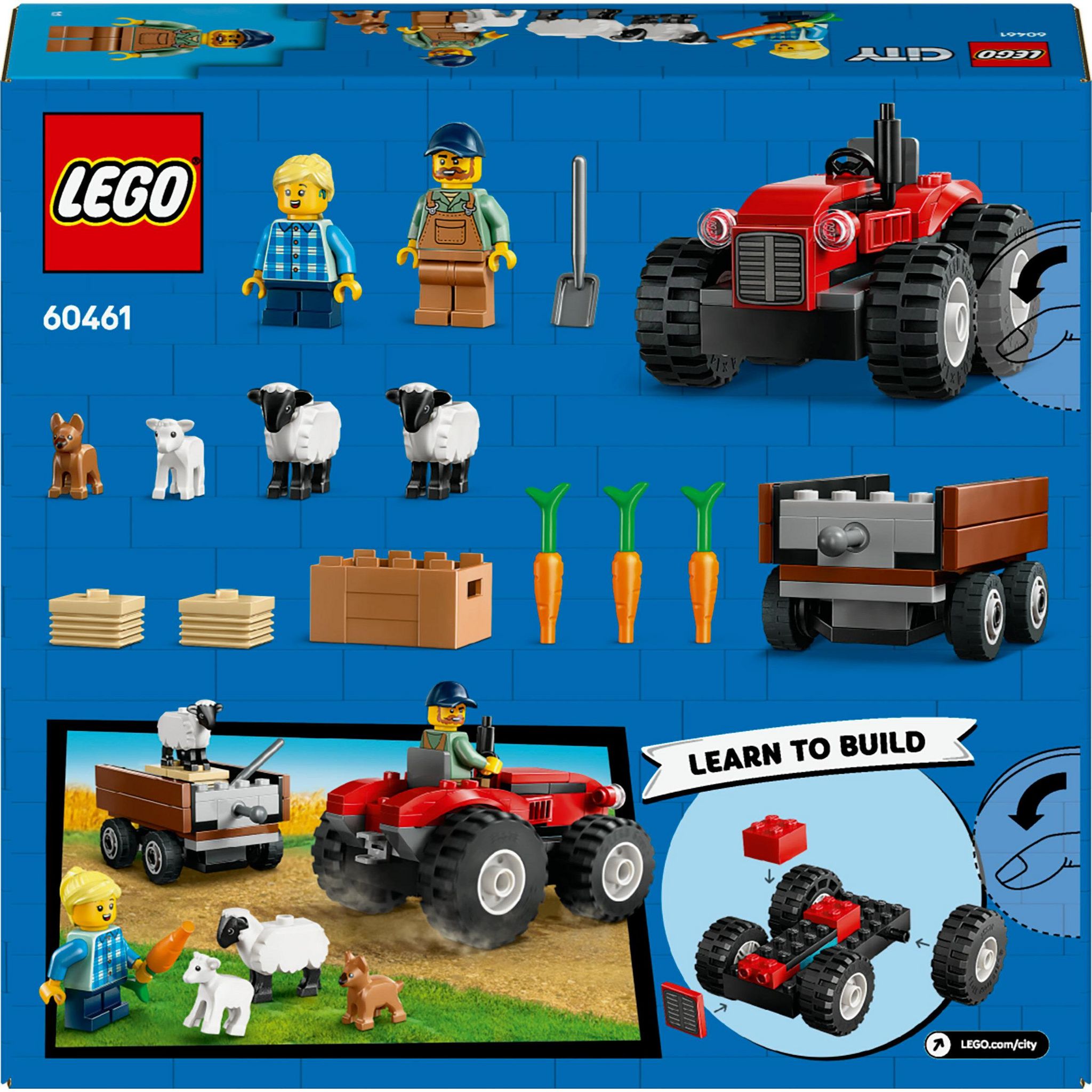 Voir la diapositive 8 : LEGO City 60461 - Tracteur agricole rouge avec remorque et moutons