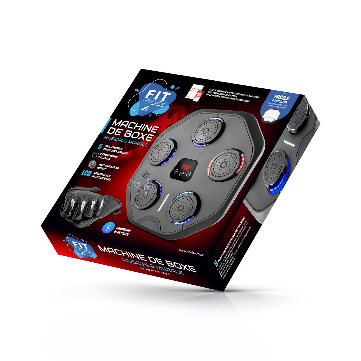 FIT FOR LIFE Machine de boxe électronique murale Air_Boxing - Gris