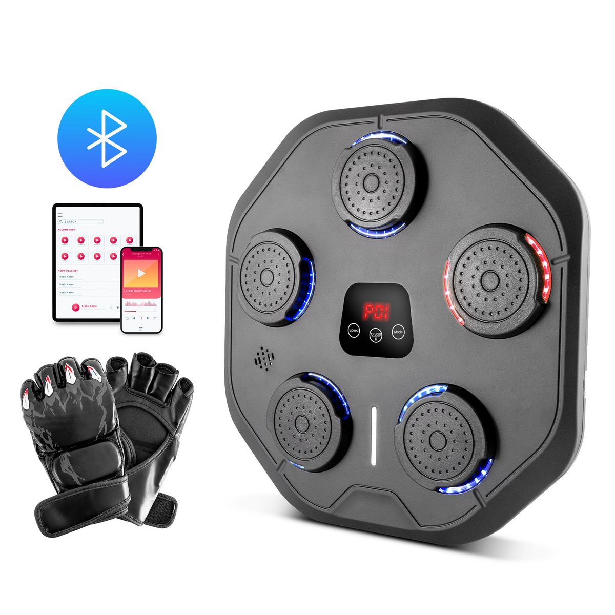 FIT FOR LIFE Machine de boxe électronique murale Air_Boxing - Gris