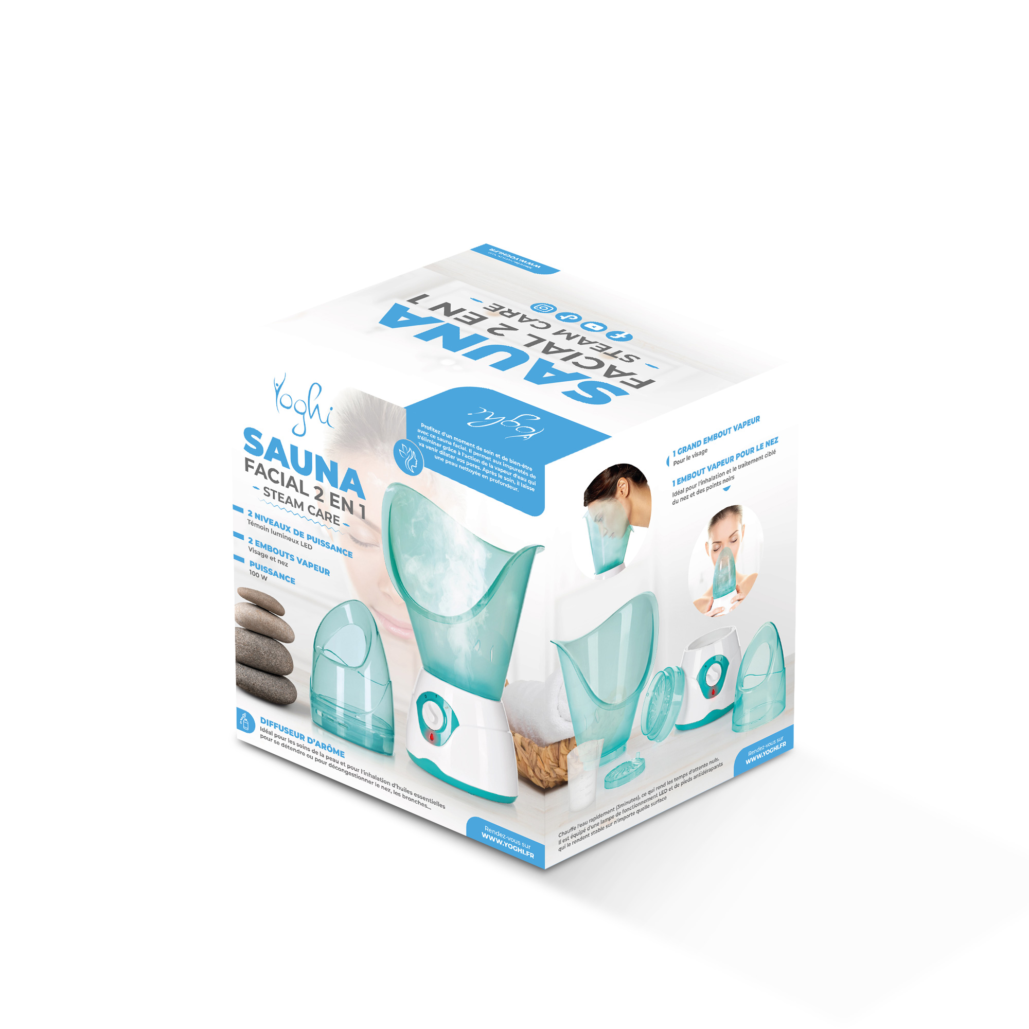 Voir la diapositive 5 : YOGHI Sauna facial 2 en 1 STEAM CARE - Blanc