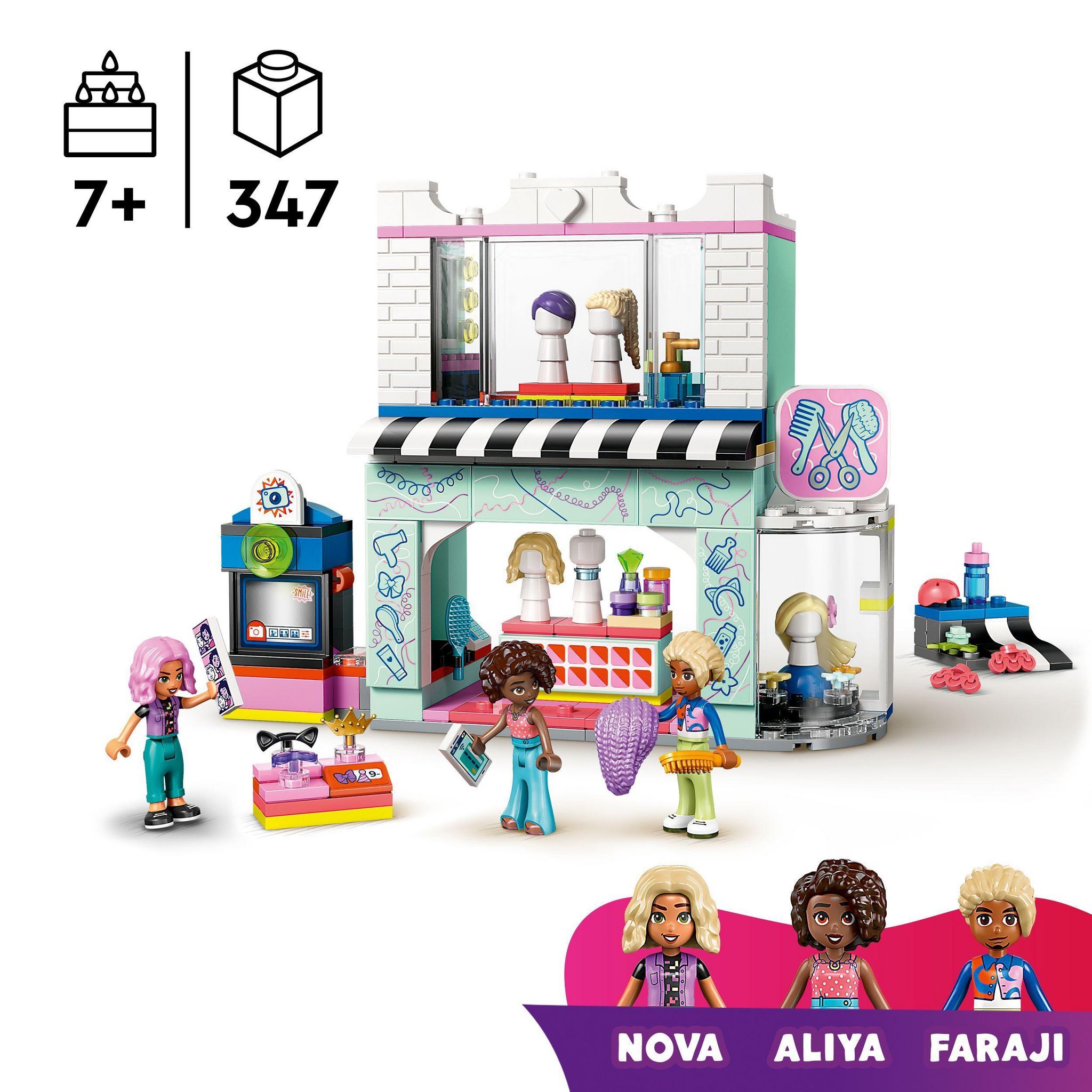 Voir la diapositive 3 : LEGO Friends 42662 - Salon de coiffure et la boutique d'Accessoires