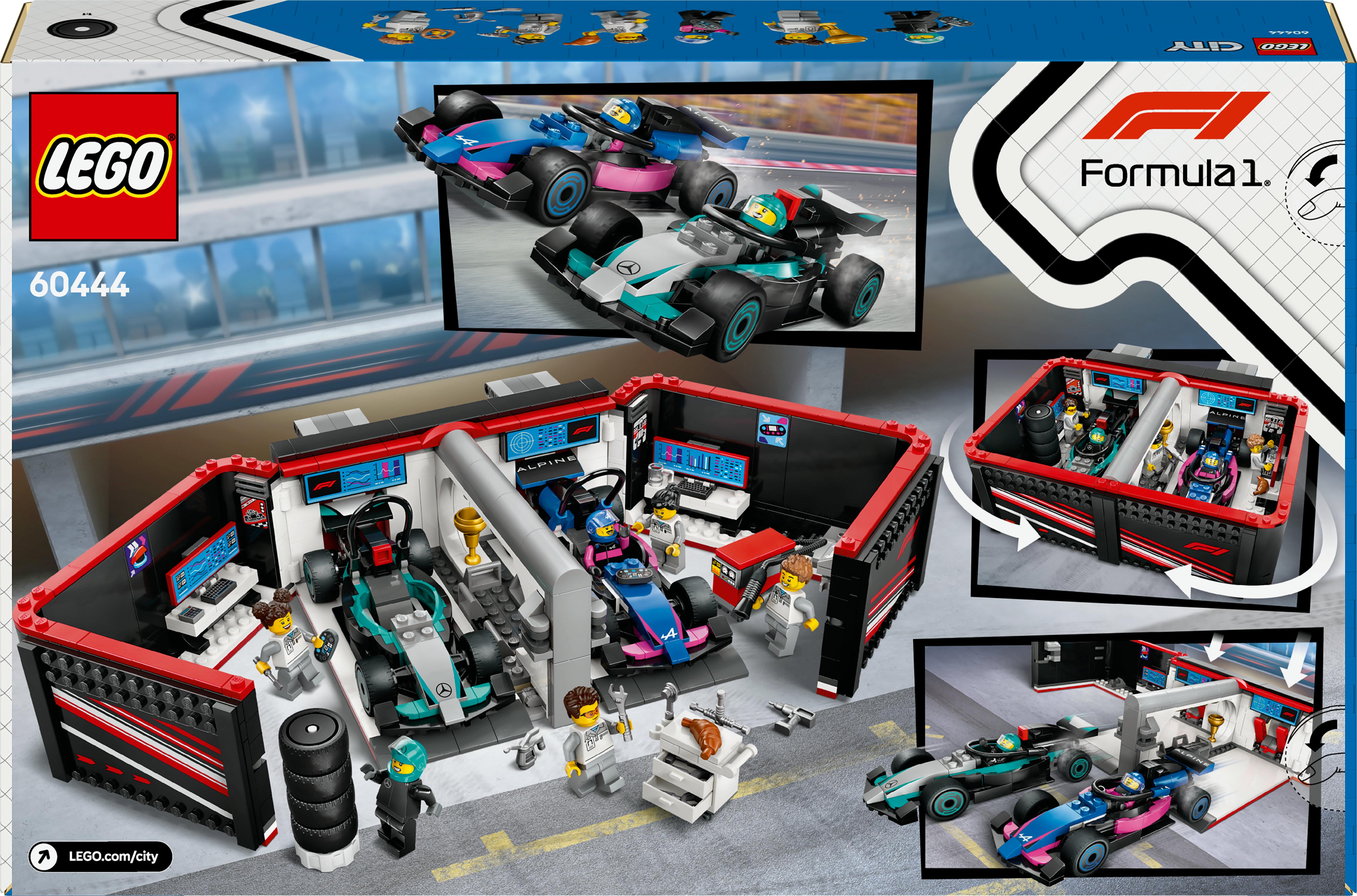 Voir la diapositive 3 : LEGO City 60444 - Garage de F1et voitures Mercedes AMG et Alpine
