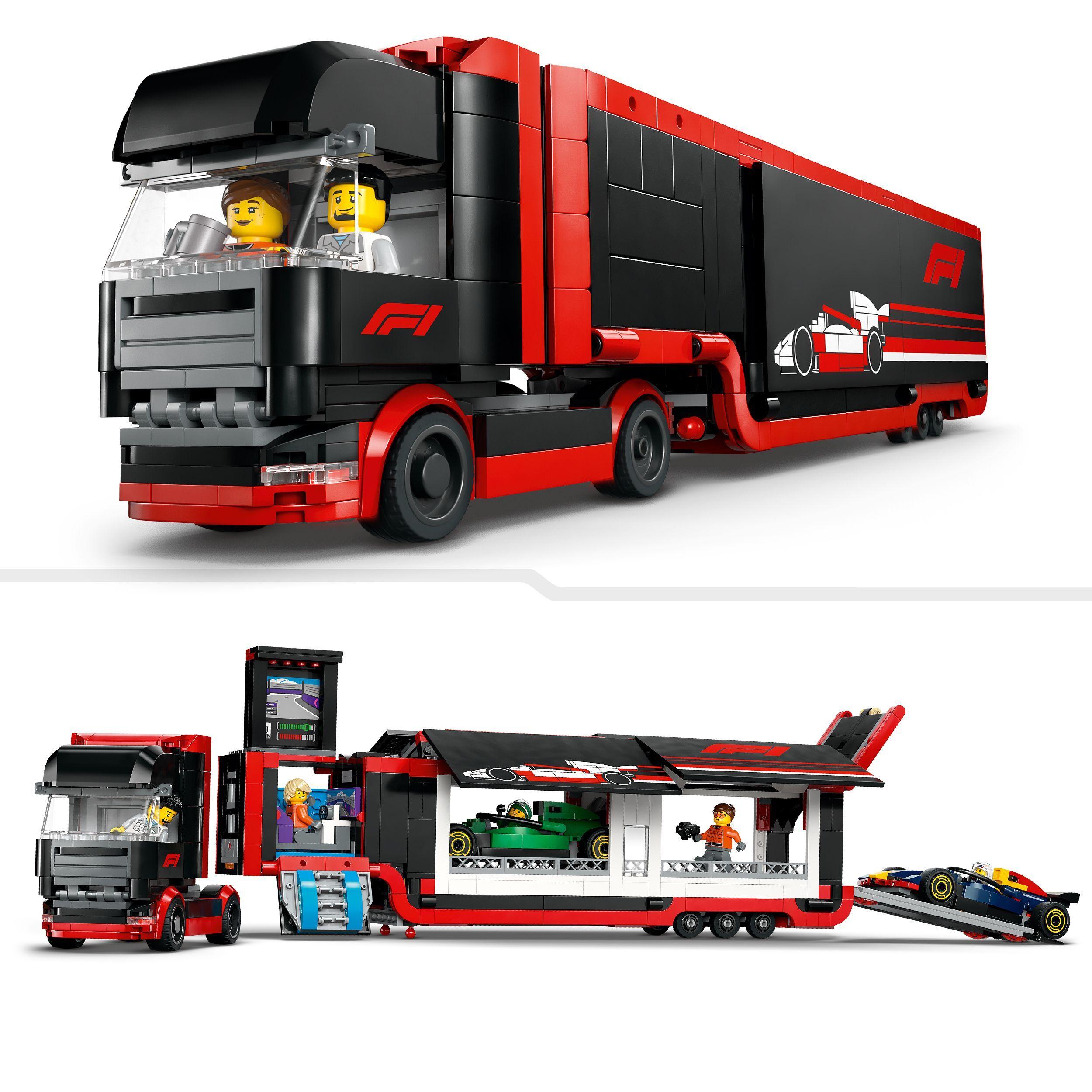 Voir la diapositive 4 : LEGO LEGO City 60445 Camion de F1 avec voitures de F1 RB20 et AMR24 - Jeu pour garçon dès 8 ans