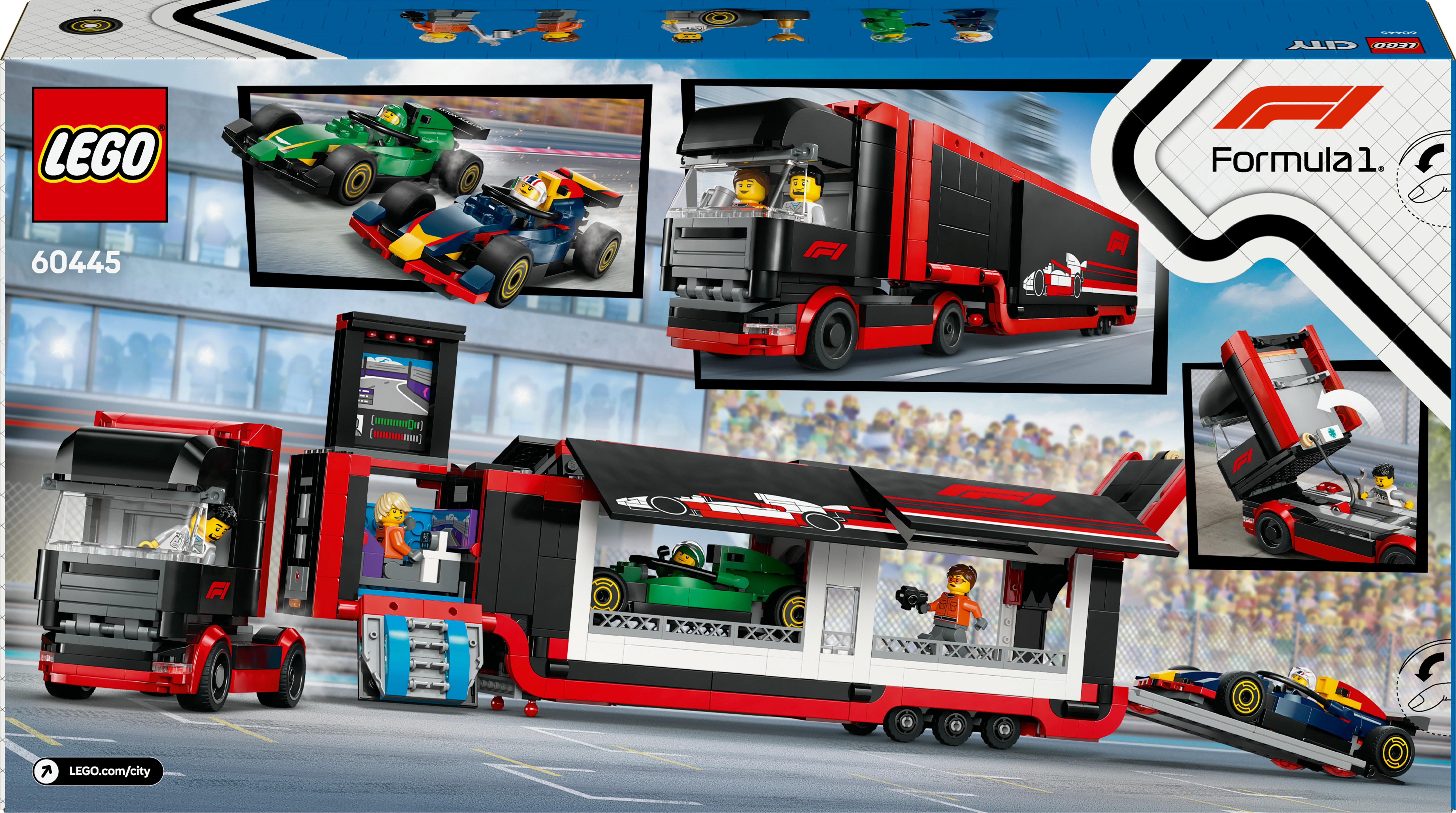 Voir la diapositive 8 : LEGO LEGO City 60445 Camion de F1 avec voitures de F1 RB20 et AMR24 - Jeu pour garçon dès 8 ans