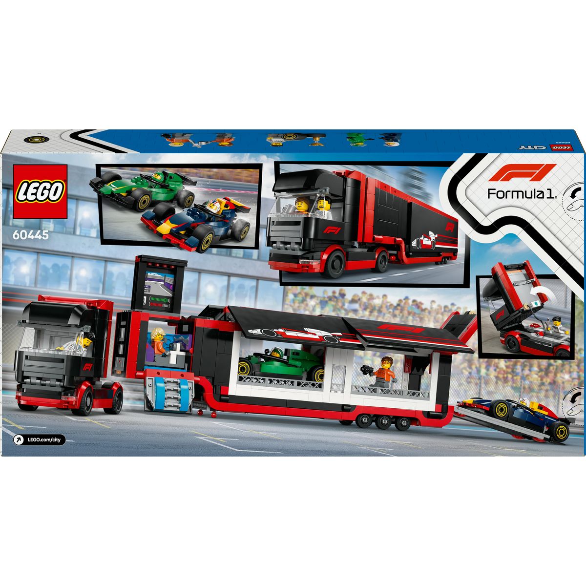 LEGO City 60445 - Camion de F1 avec voitures de F1 RB20 et AMR24