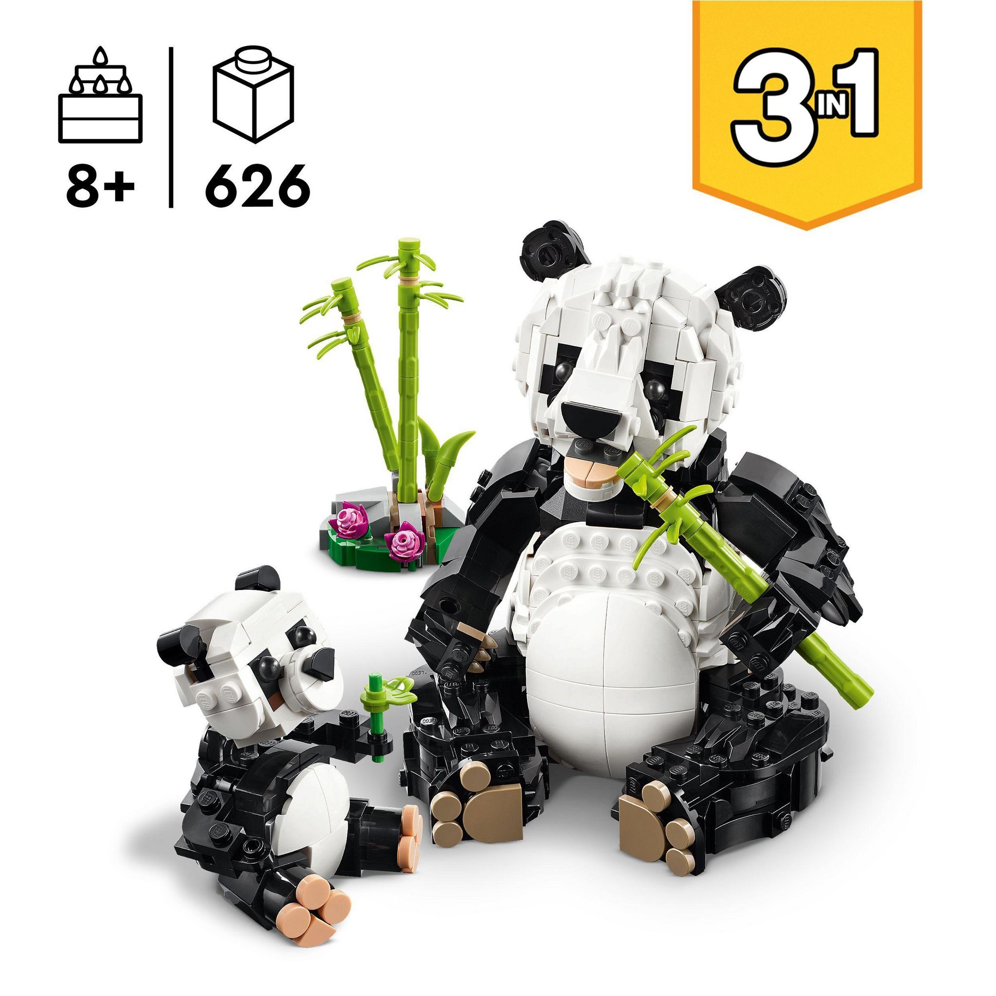 Voir la diapositive 3 : LEGO Creator 31165 - Les Animaux Sauvages : La Famille des Pandas