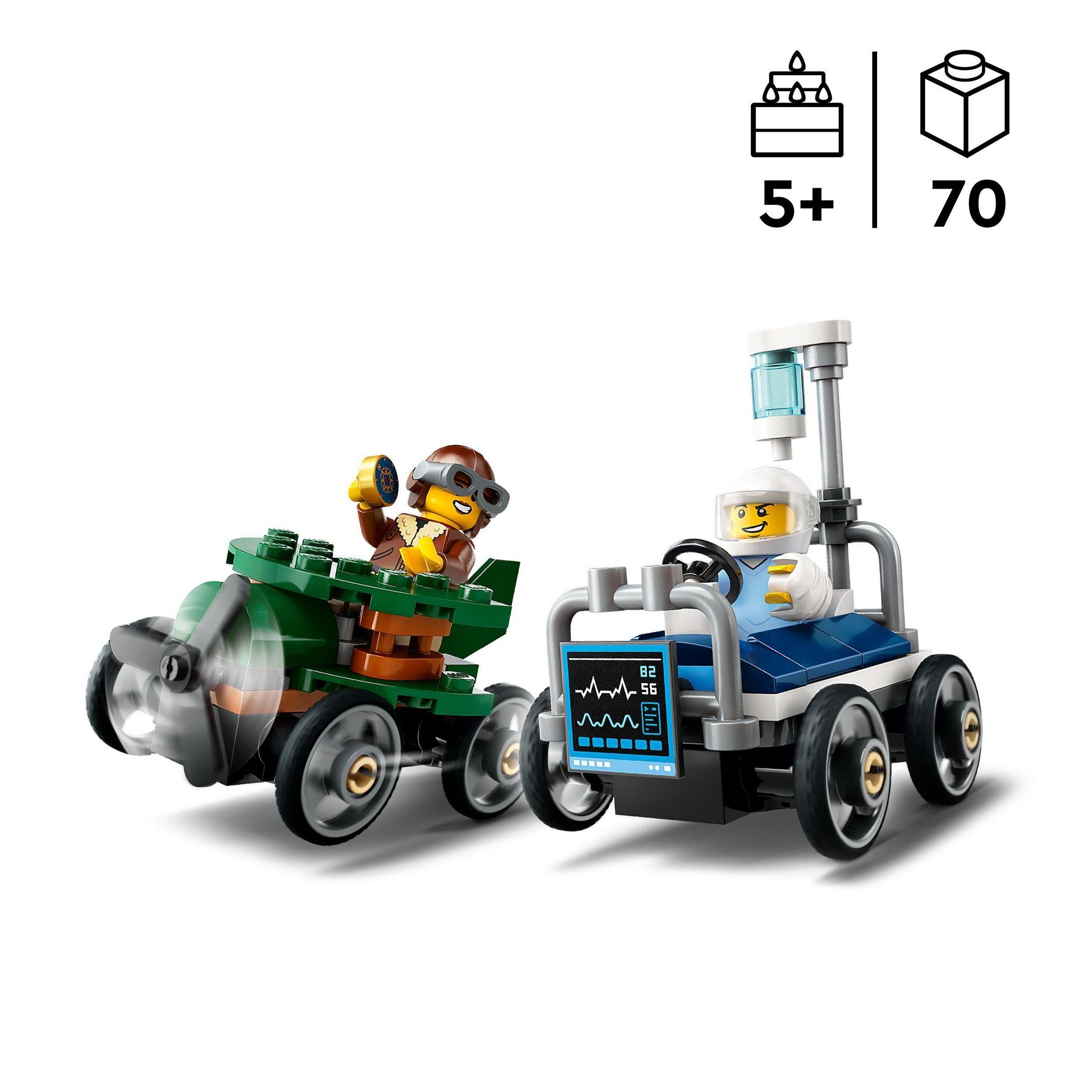 Voir la diapositive 3 : LEGO City 60459 - Pack de bolides de course : Avion contre lit d'Hôpital