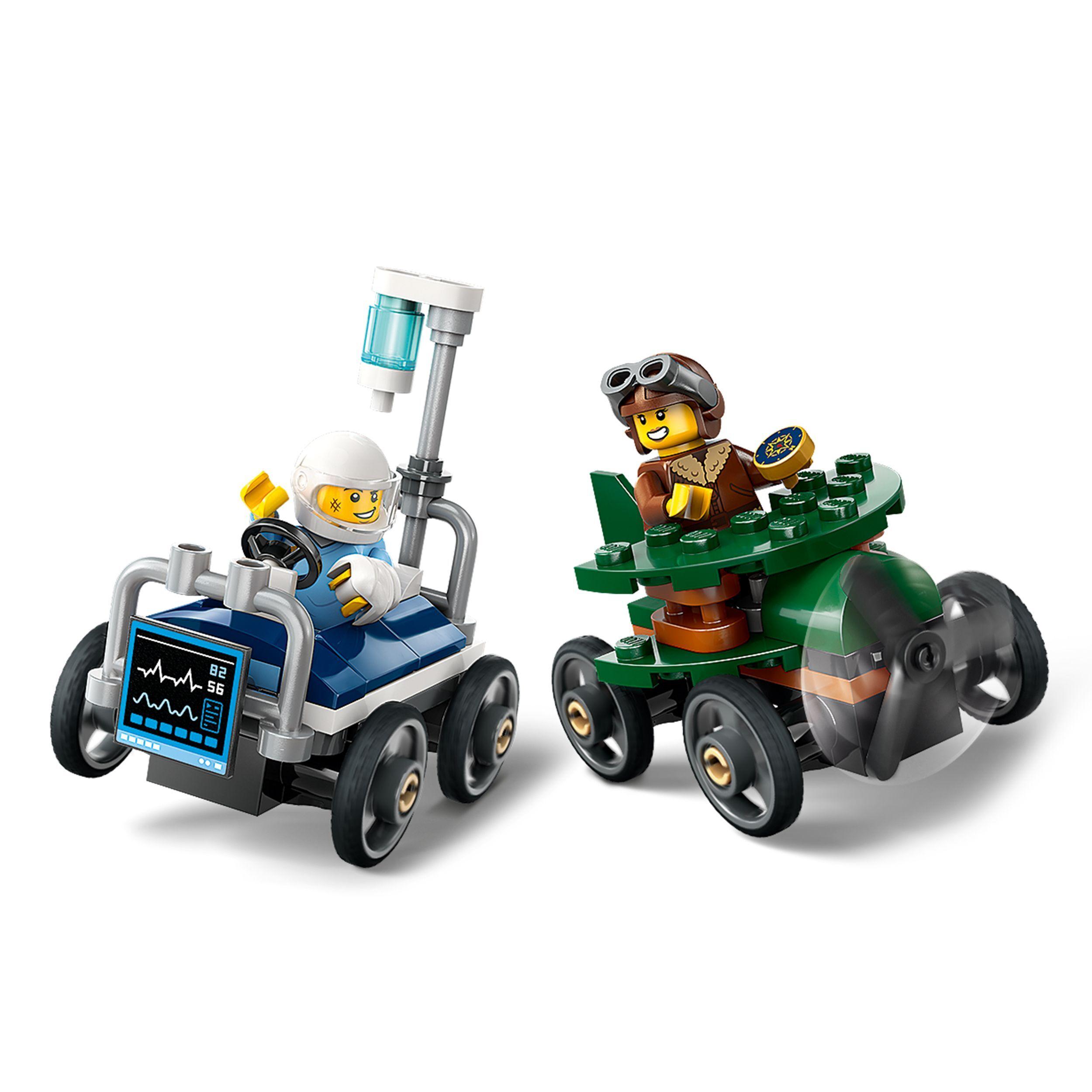 Voir la diapositive 4 : LEGO City 60459 - Pack de bolides de course : Avion contre lit d'Hôpital