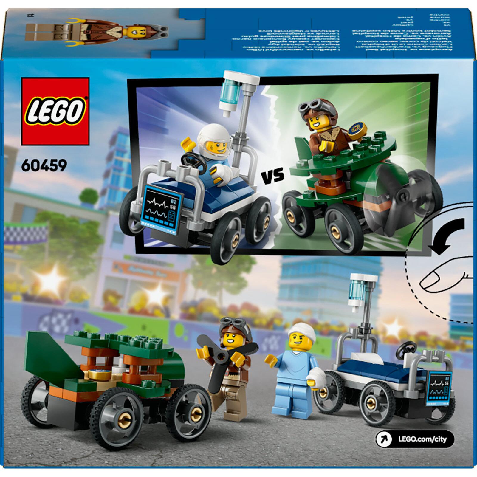 Voir la diapositive 8 : LEGO City 60459 - Pack de bolides de course : Avion contre lit d'Hôpital