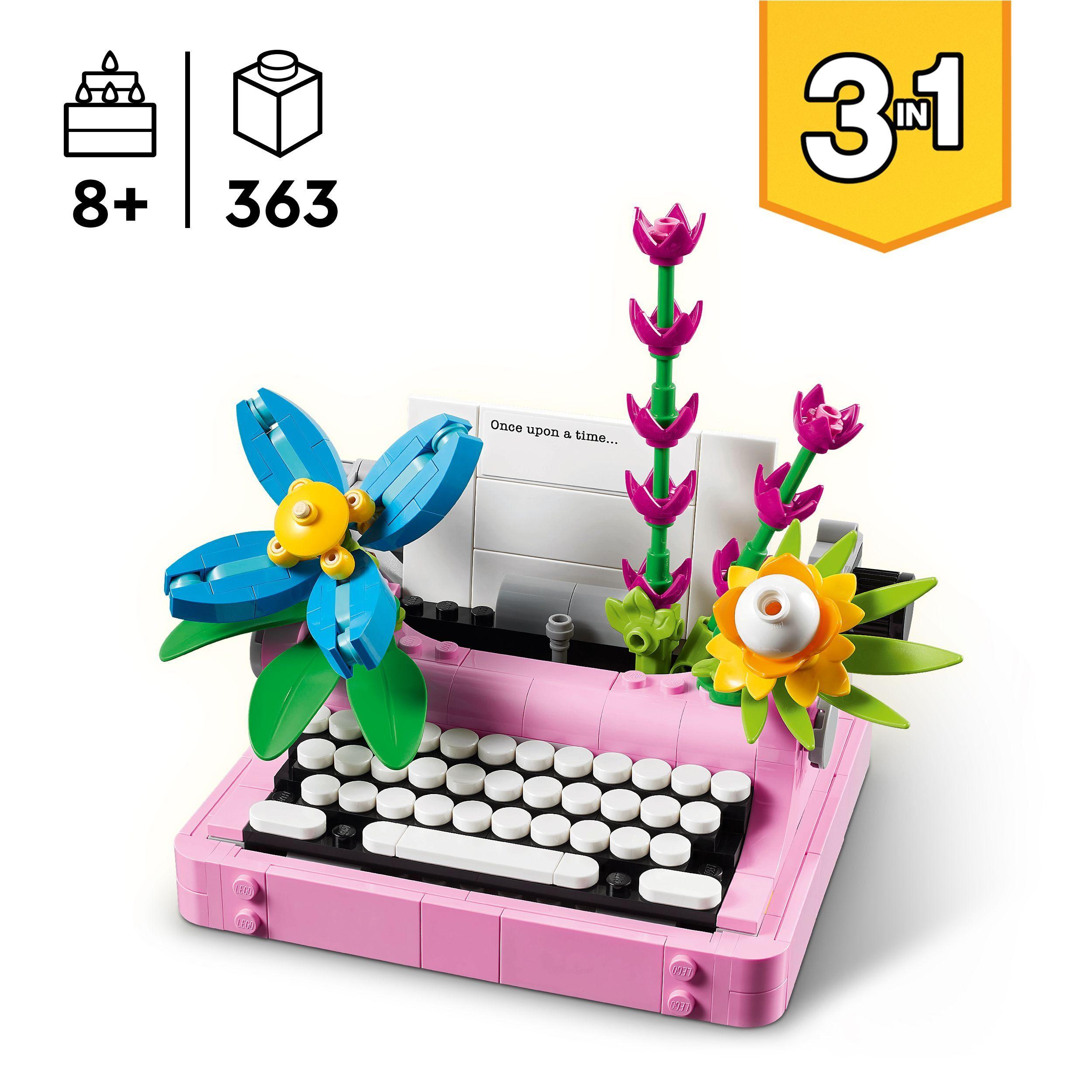 Voir la diapositive 3 : LEGO LEGO Creator 31169 3-en-1 La Machine à Écrire avec des Fleurs - Jeu Fille ou Garçon 8 ans