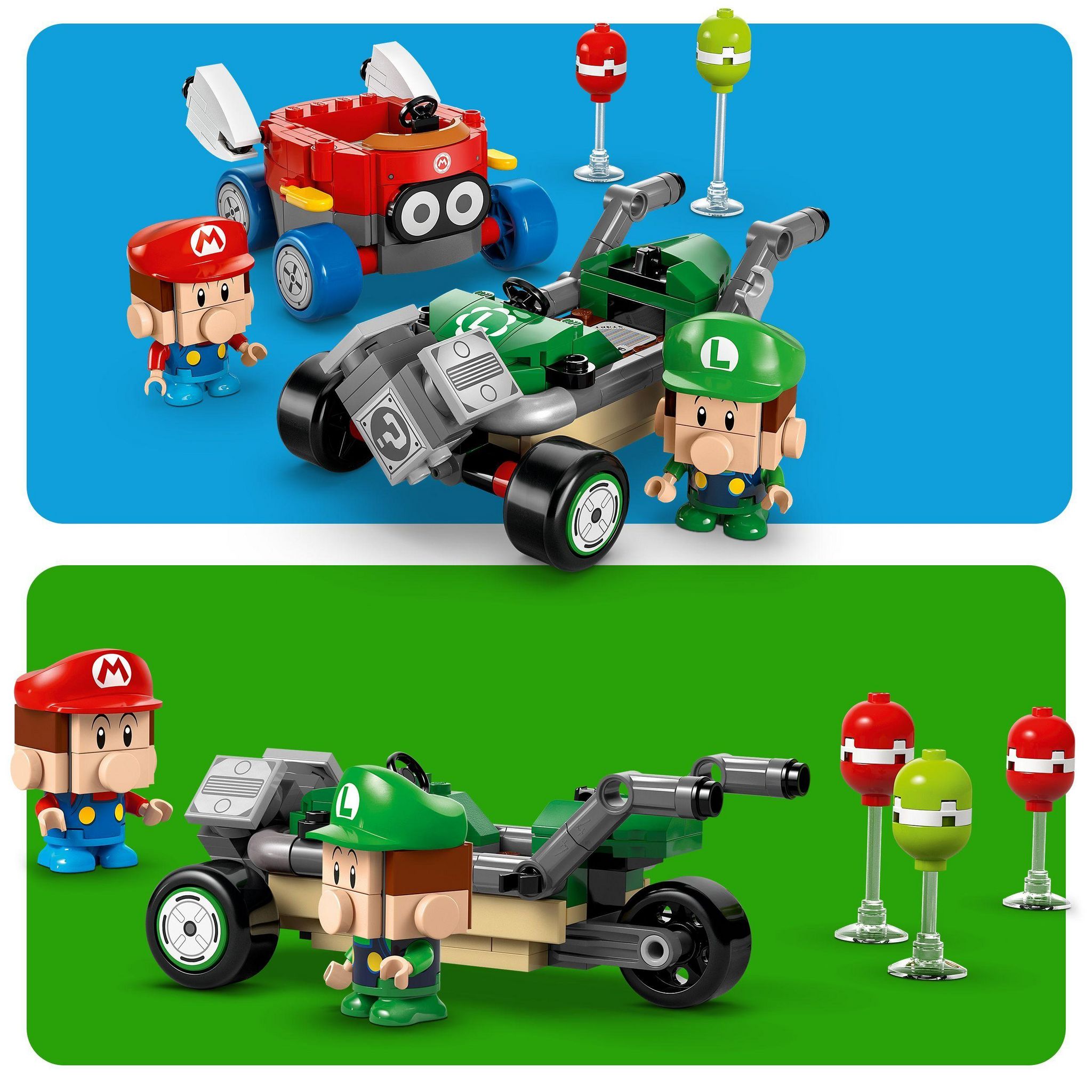 Voir la diapositive 5 : LEGO Mario Kart 72034 - Bébé Mario contre Bébé Luigi