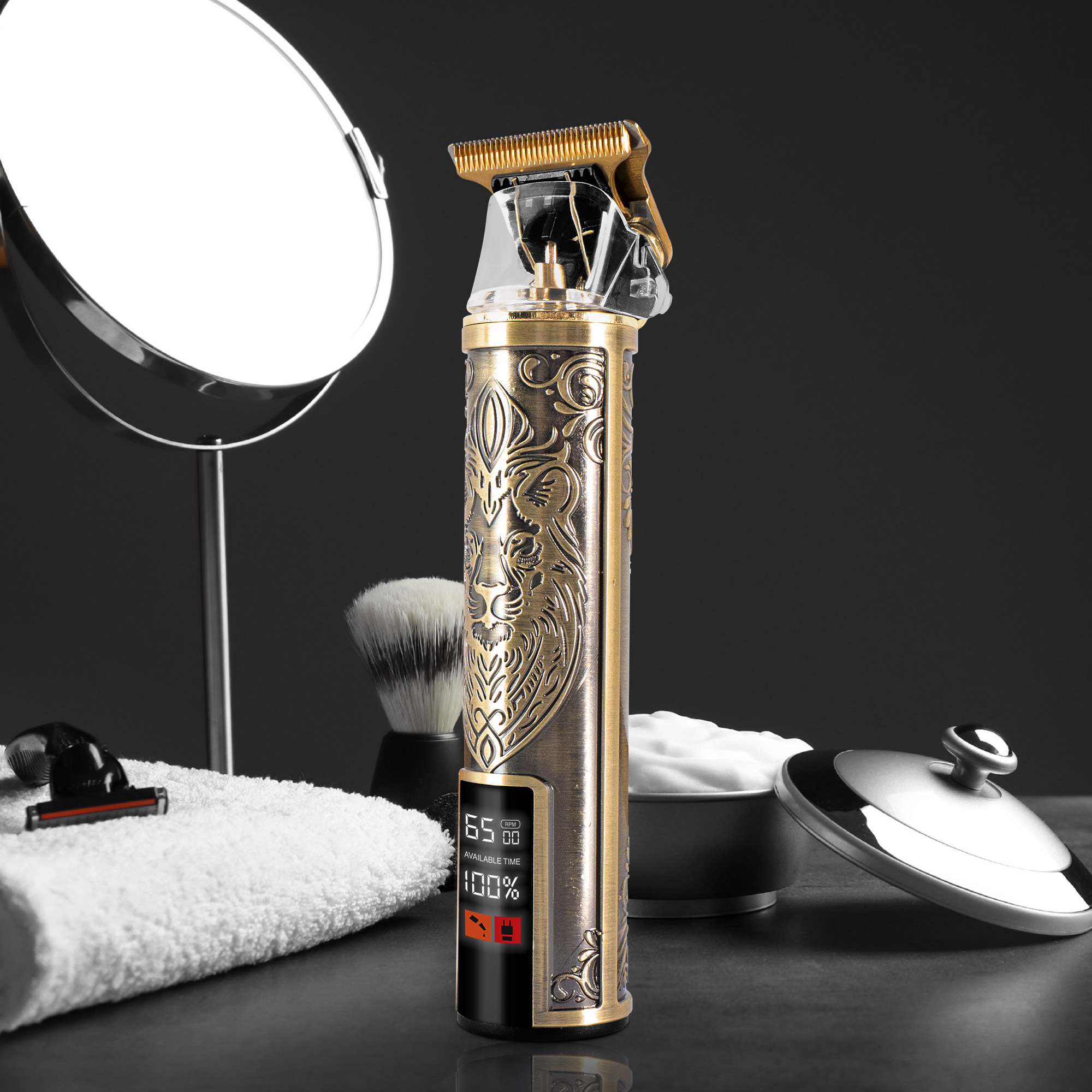 Voir la diapositive 9 : BECKER SHAVES & TRIMS Tondeuse cheveux et barbe LION GOLD - Or
