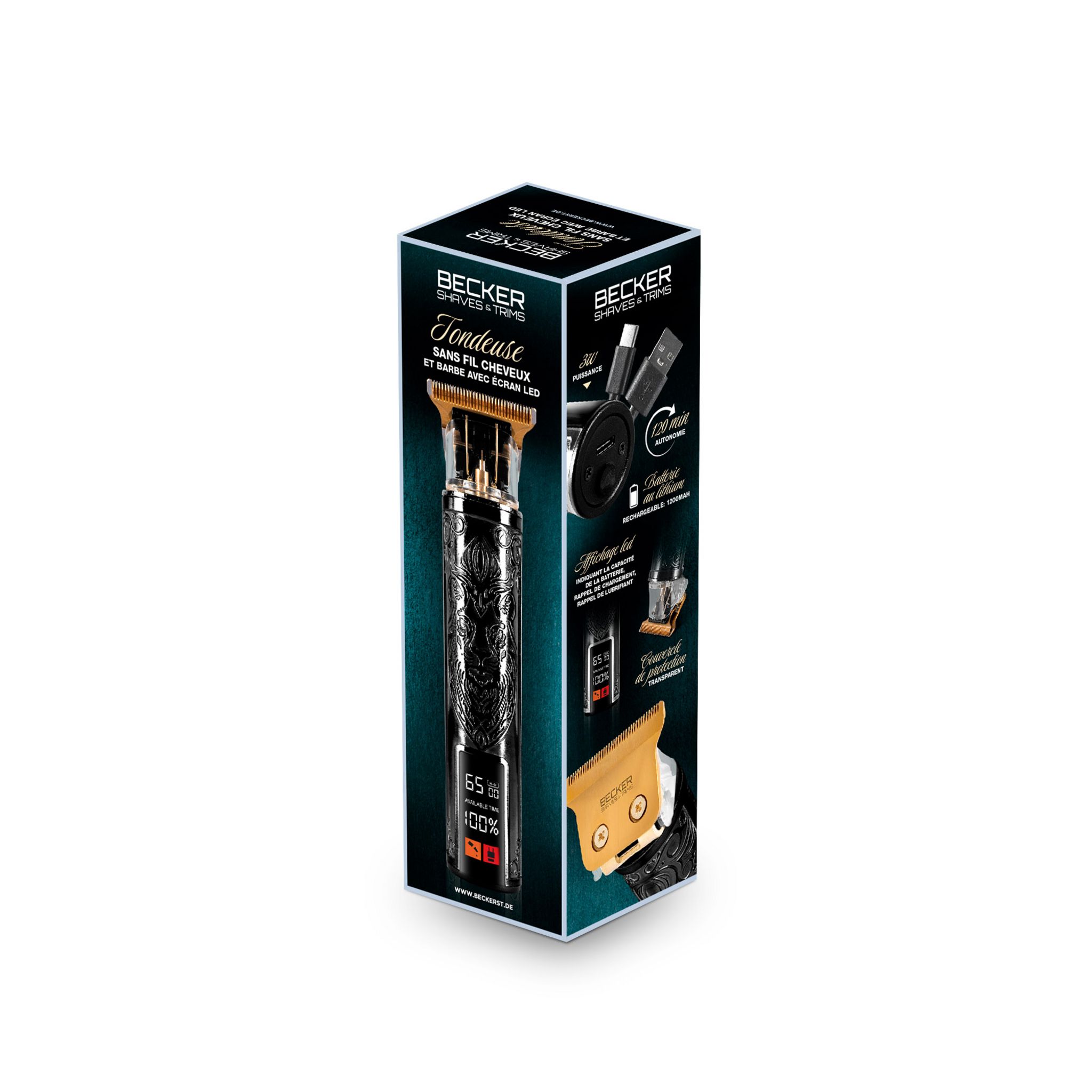 Voir la diapositive 14 : BECKER SHAVES & TRIMS Tondeuse cheveux et barbe LION BLACK - Noir