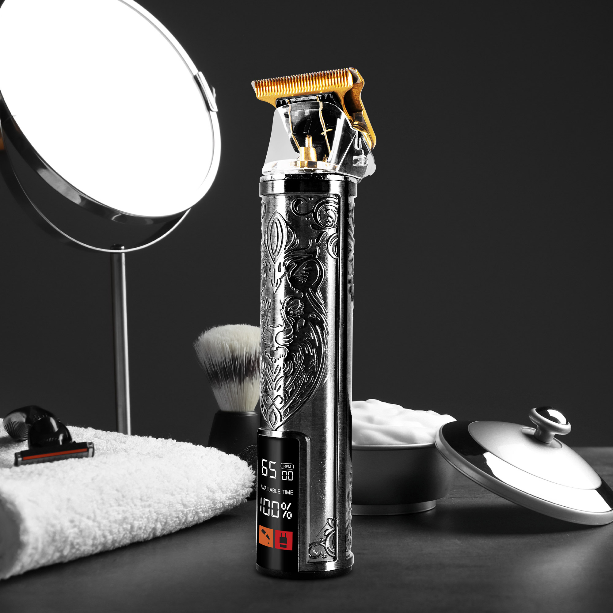 Voir la diapositive 3 : BECKER SHAVES & TRIMS Tondeuse cheveux et barbe LION BLACK - Noir