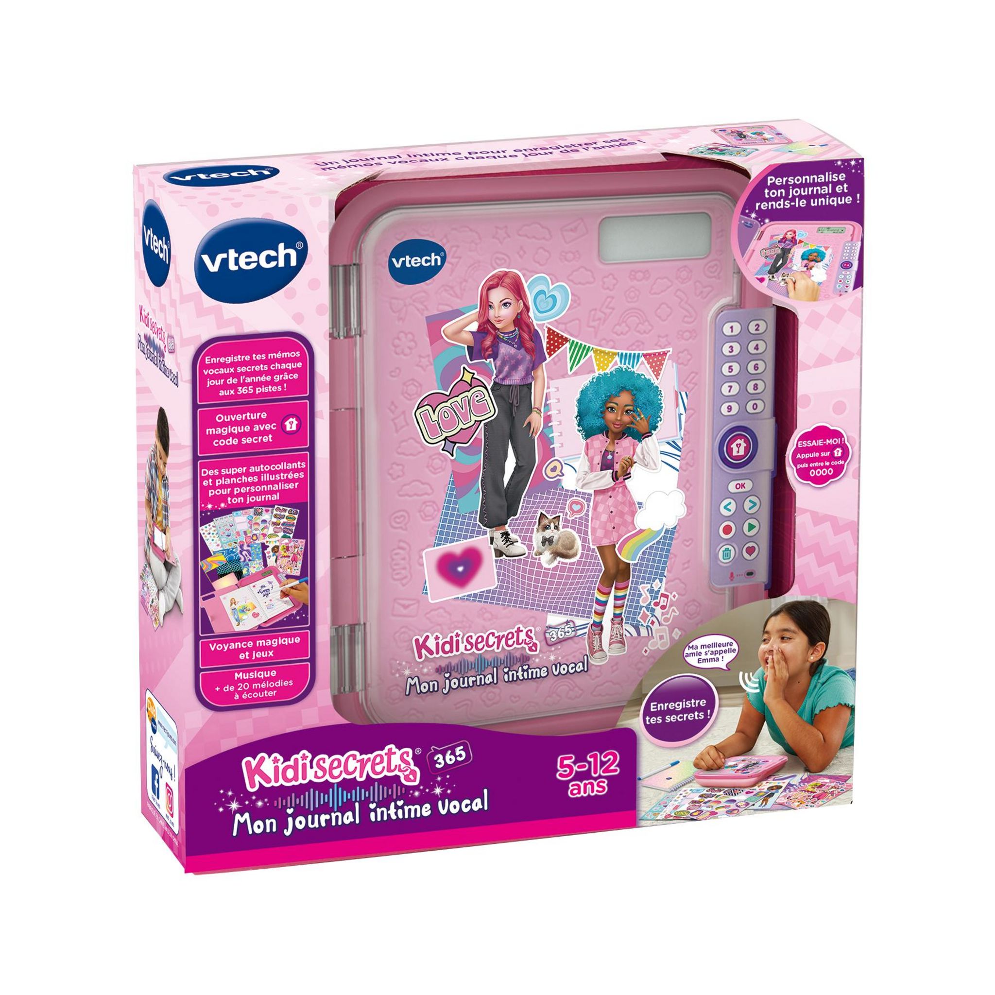Voir la diapositive 6 : VTECH Mon Journal Intime Vocal Kidisecrets 365 - Rose
