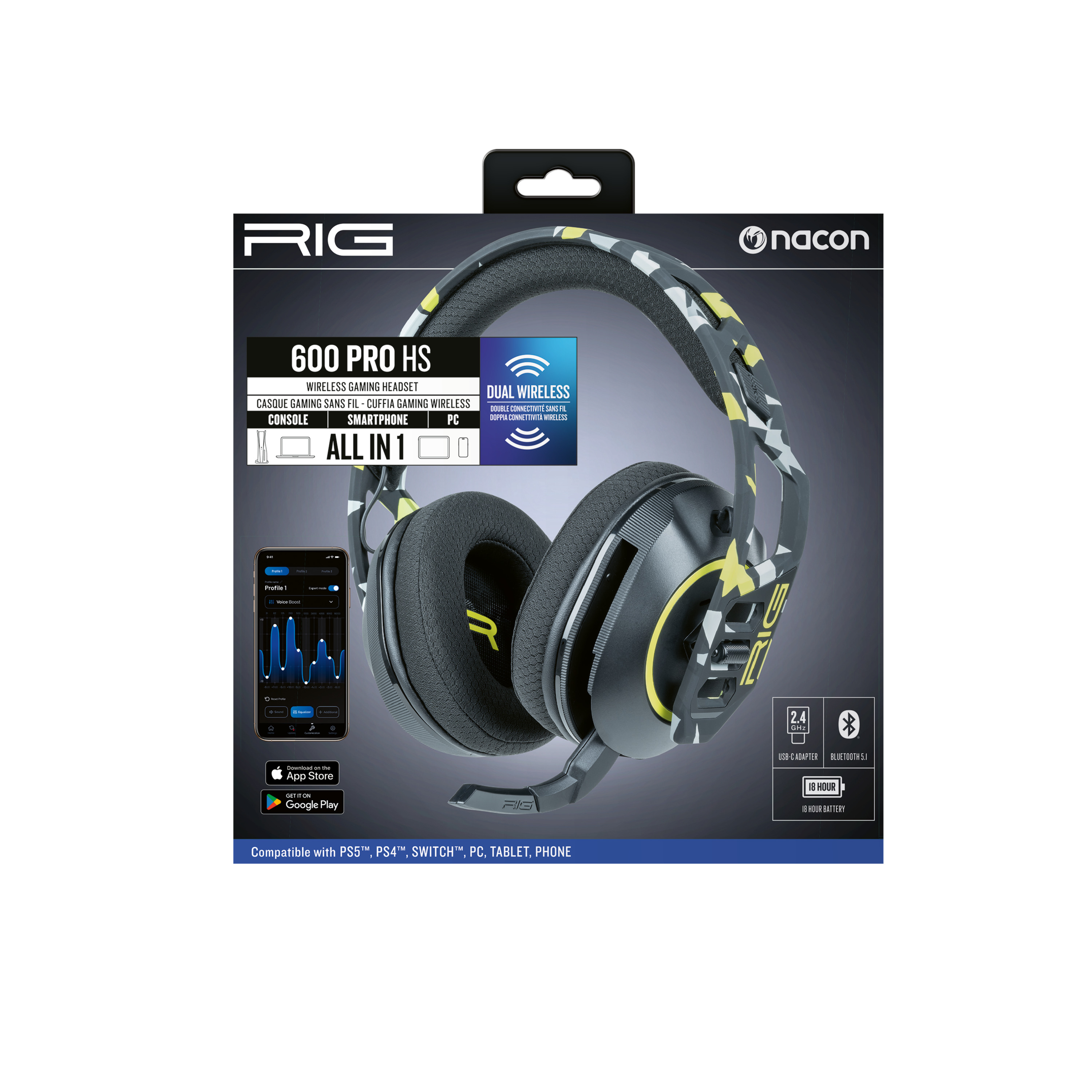 Voir la diapositive 2 : Casque Gaming Sans Fil RIG 600 PRO HS - Acid Camo