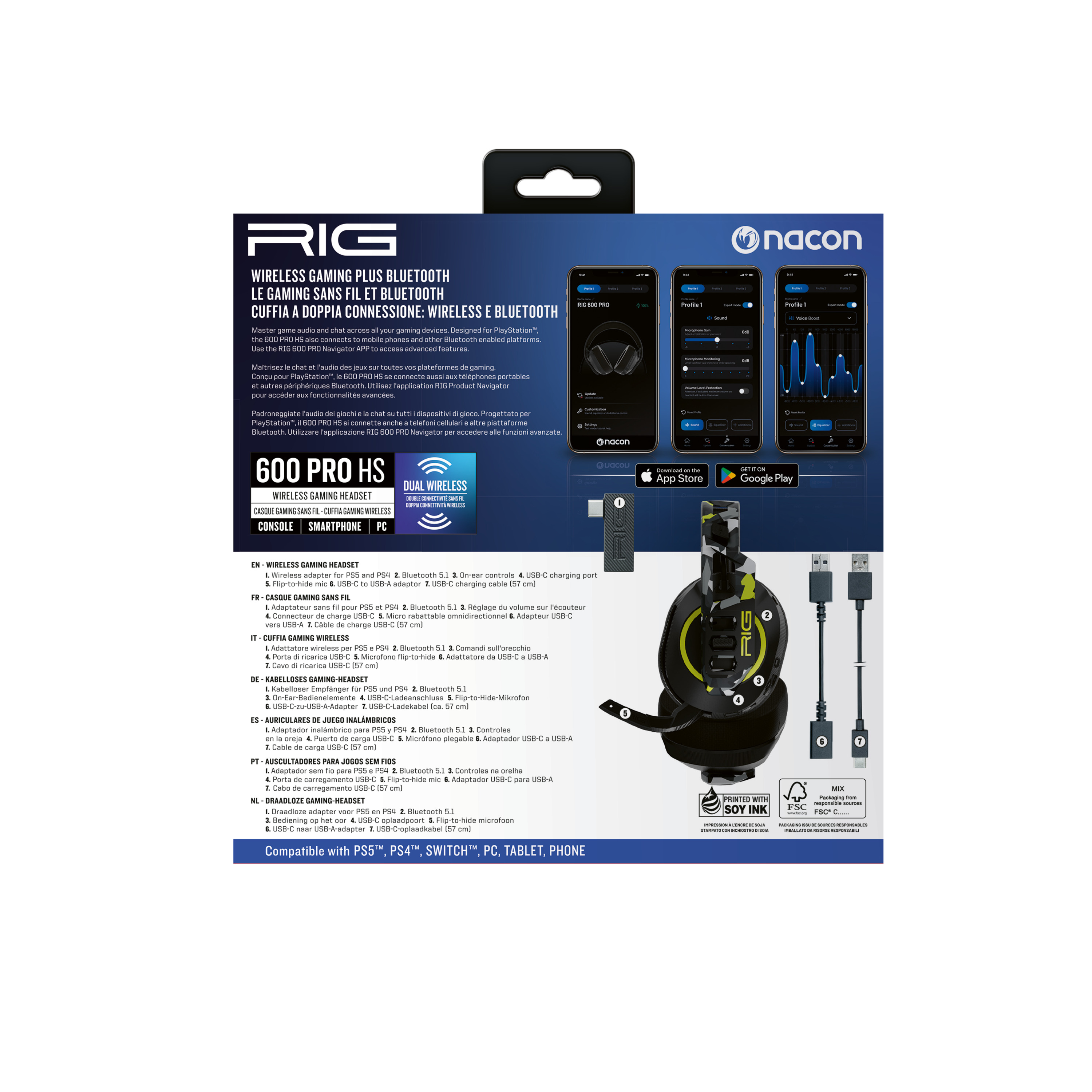 Voir la diapositive 5 : Casque Gaming Sans Fil RIG 600 PRO HS - Acid Camo