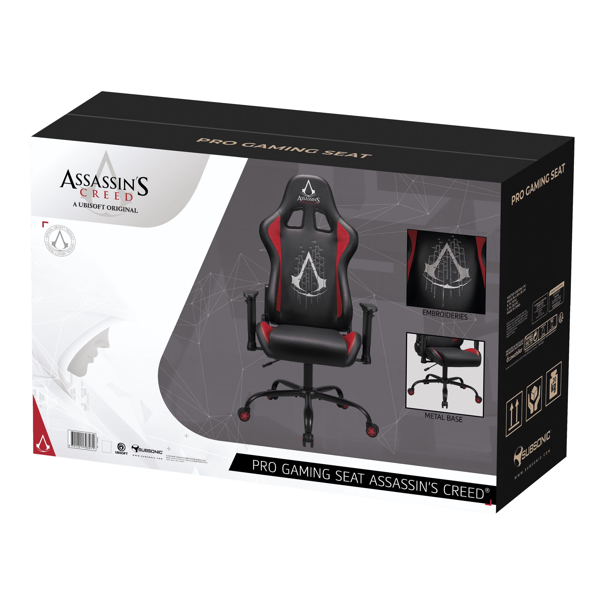 Voir la diapositive 9 : Siege Gaming Assassin's Creed Noir et Rouge