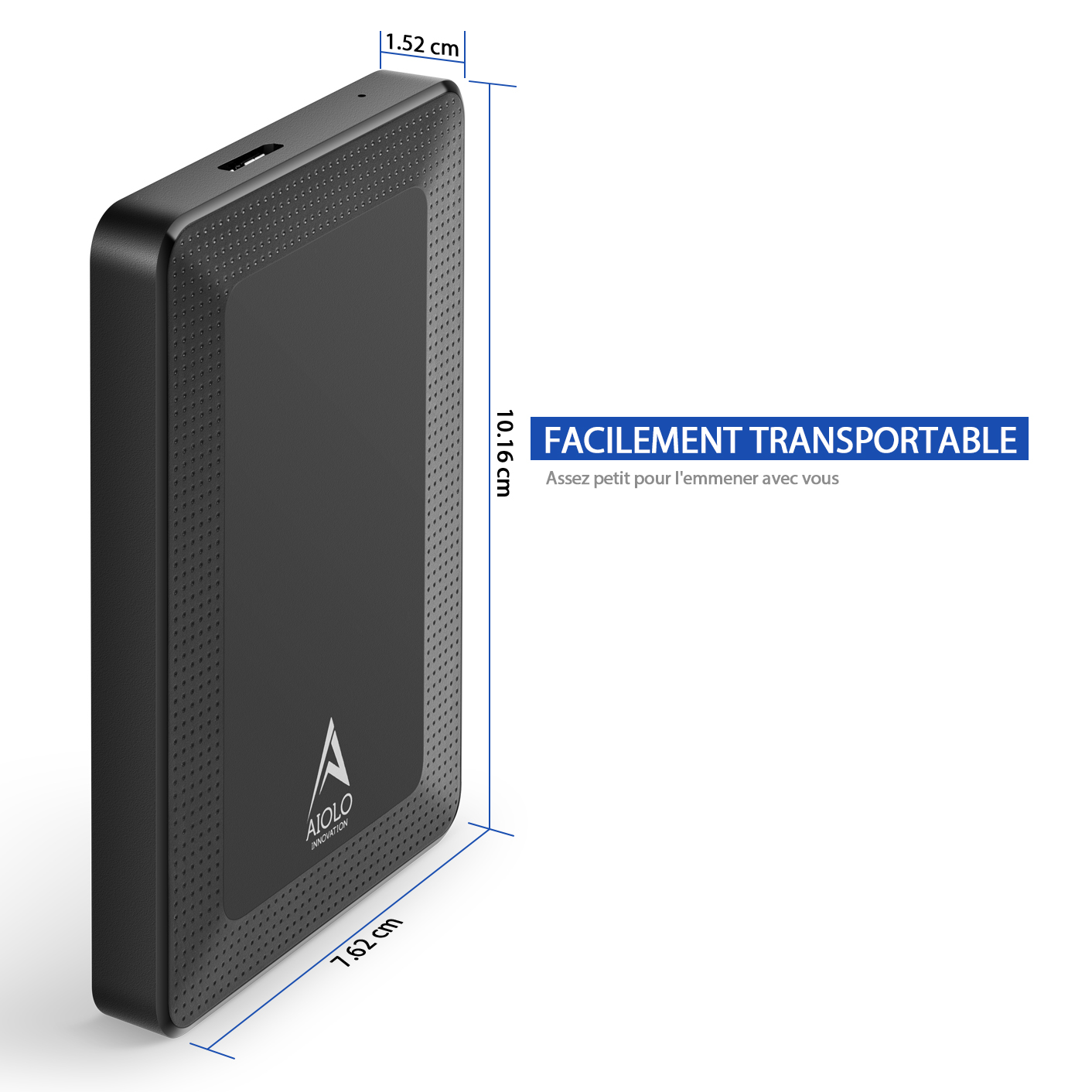 Voir la diapositive 3 : AIOLO Disque Dur Externe 500Go - Noir