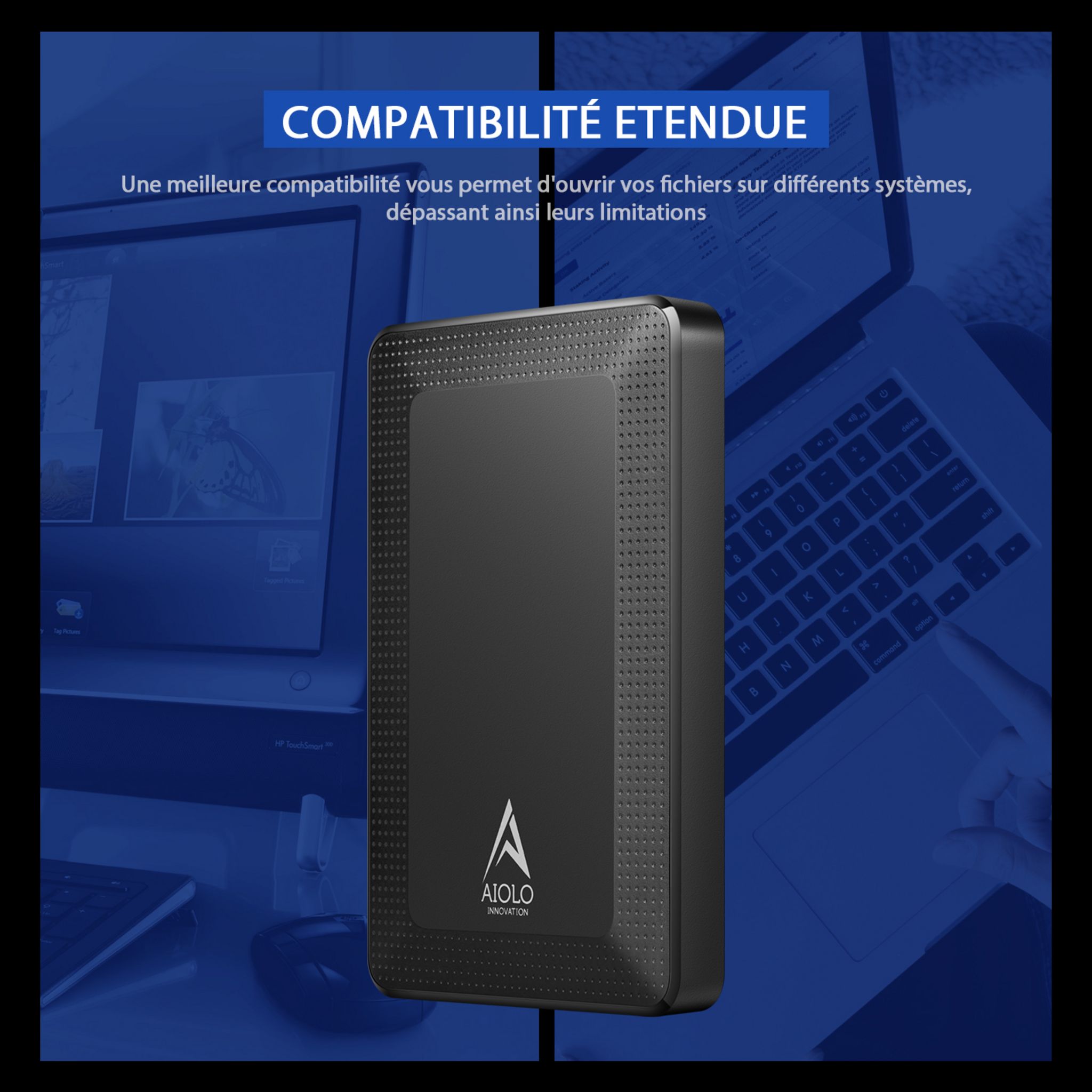 Voir la diapositive 4 : AIOLO Disque Dur Externe 500Go - Noir