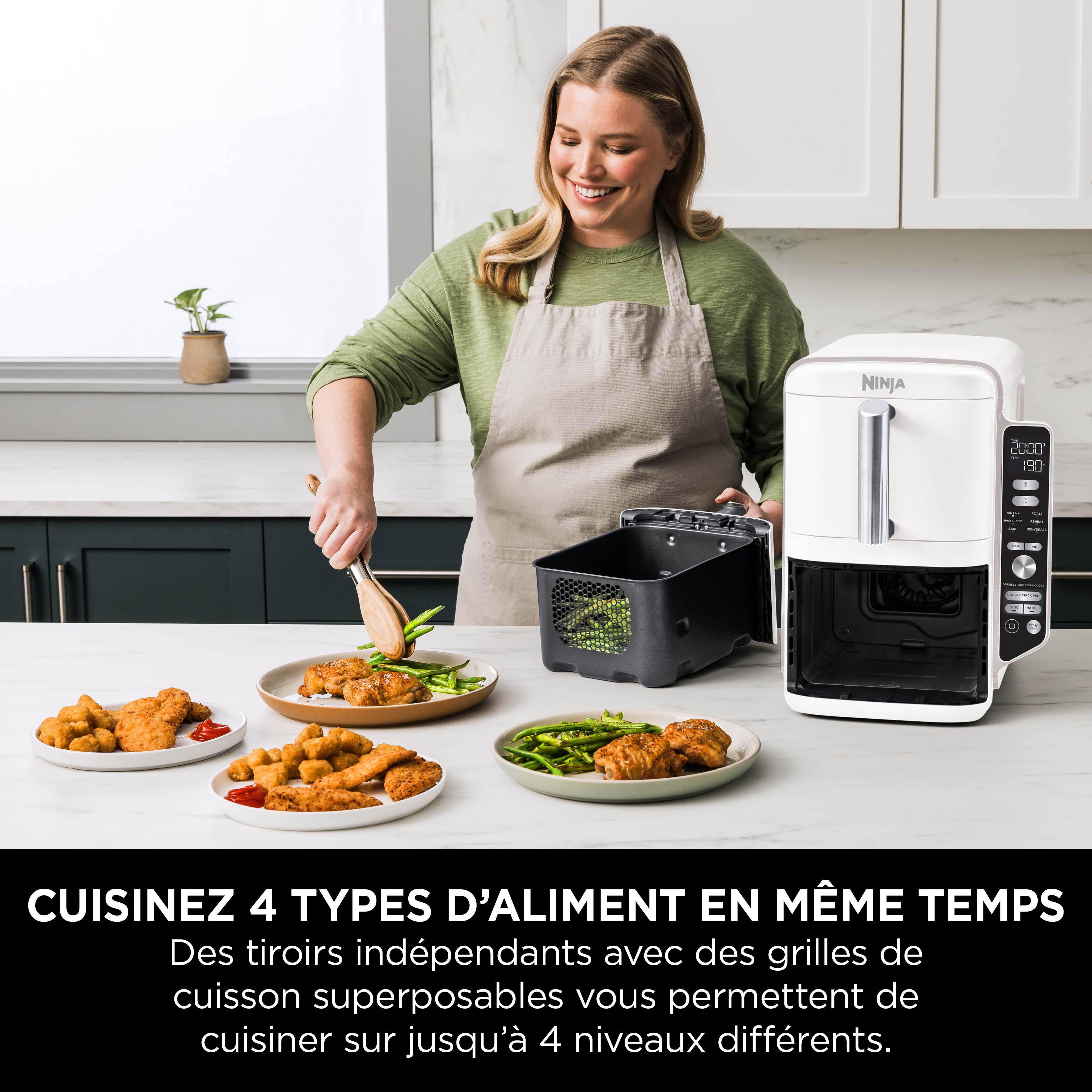 Voir la diapositive 8 : NINJA Friteuse électrique sans huile à air chaud SL400EUWH - Blanc