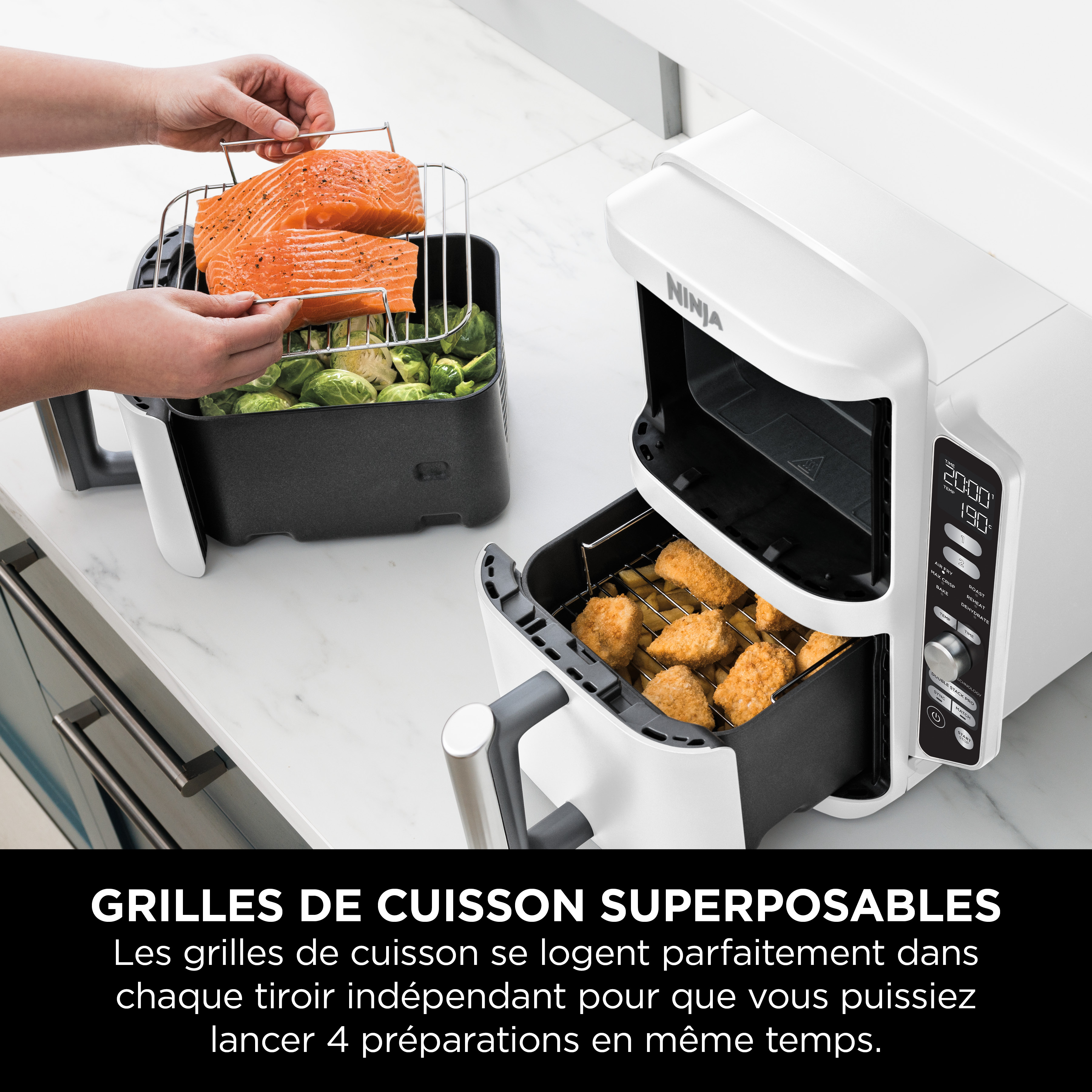 Voir la diapositive 9 : NINJA Friteuse électrique sans huile à air chaud SL400EUWH - Blanc