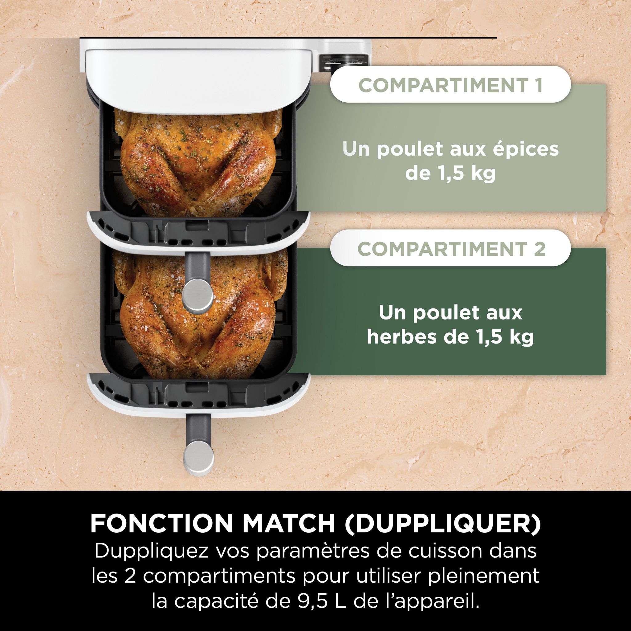 Voir la diapositive 11 : NINJA Friteuse électrique sans huile à air chaud SL400EUWH - Blanc