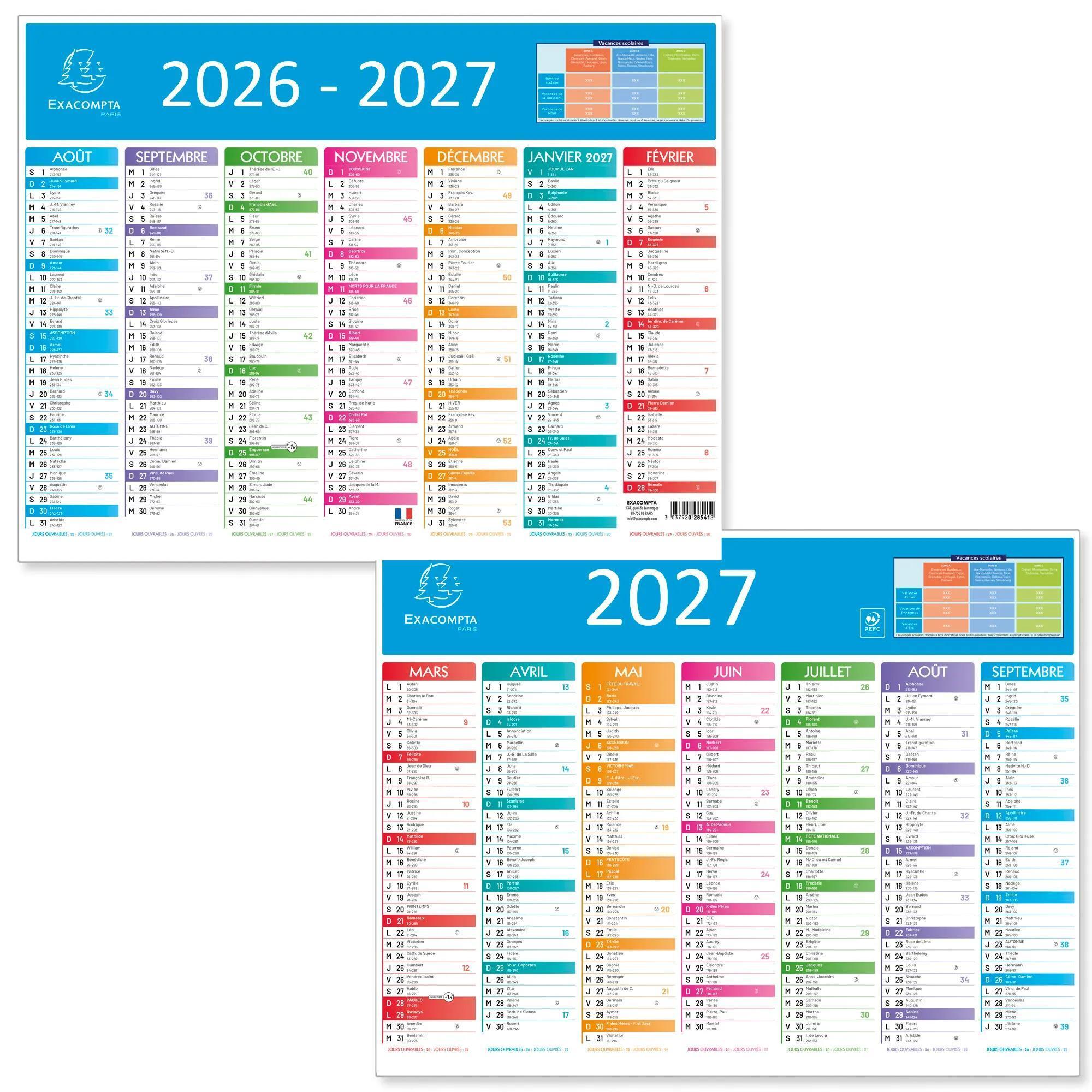 EXACOMPTA Calendrier kaléidoscope 7 mois - perforé