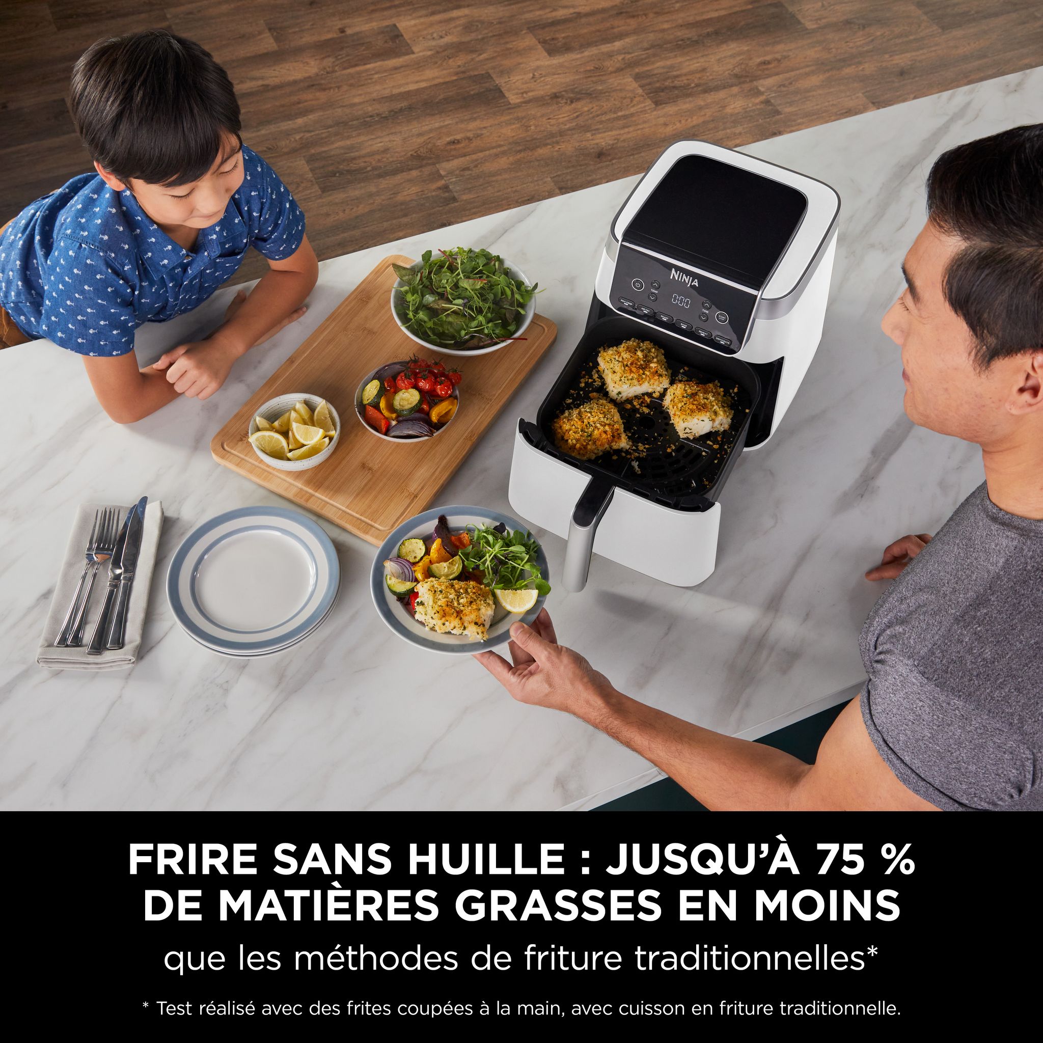 Voir la diapositive 4 : NINJA Friteuse électrique sans huile à air chaud AF180EUWH - Blanc