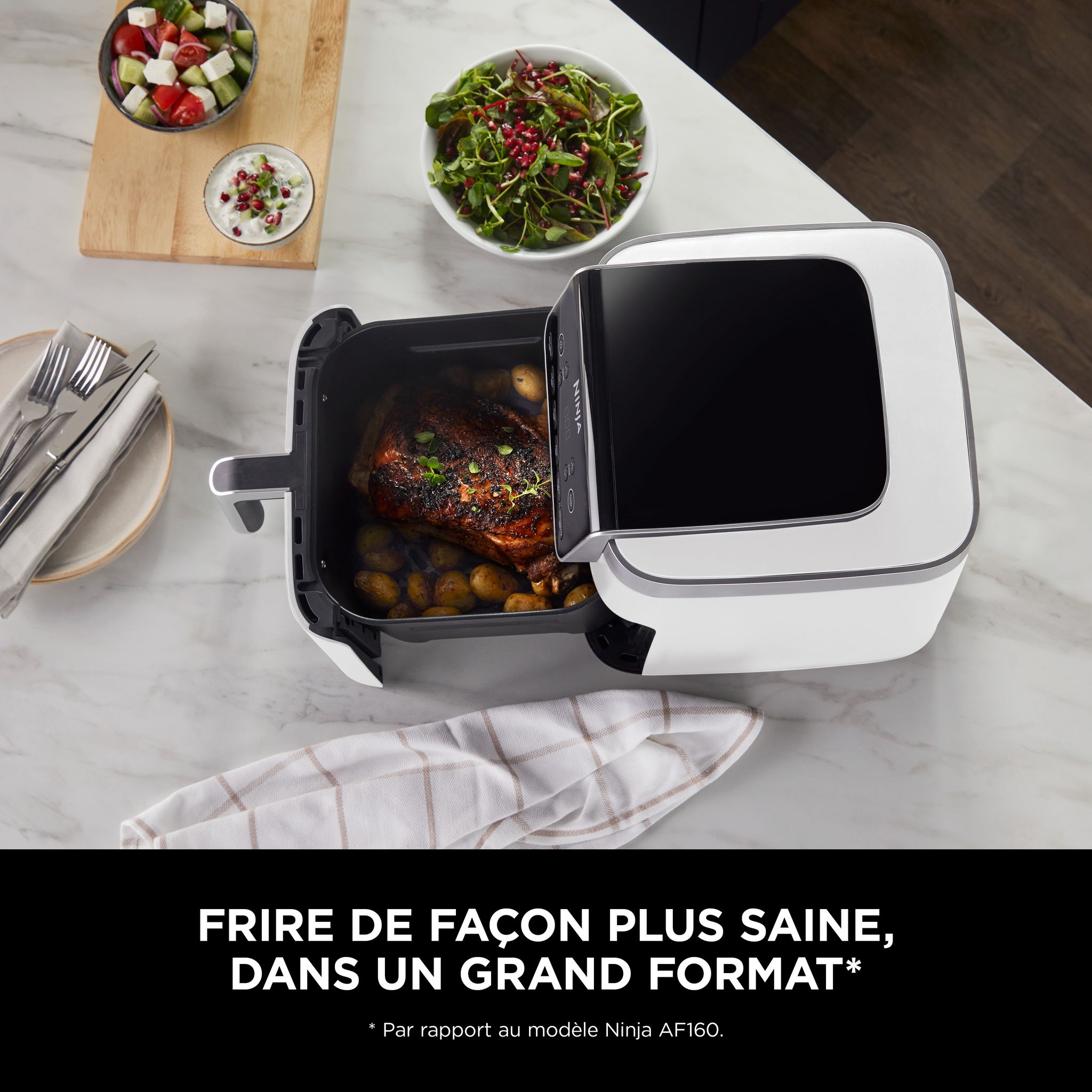 Voir la diapositive 5 : NINJA Friteuse électrique sans huile à air chaud AF180EUWH - Blanc