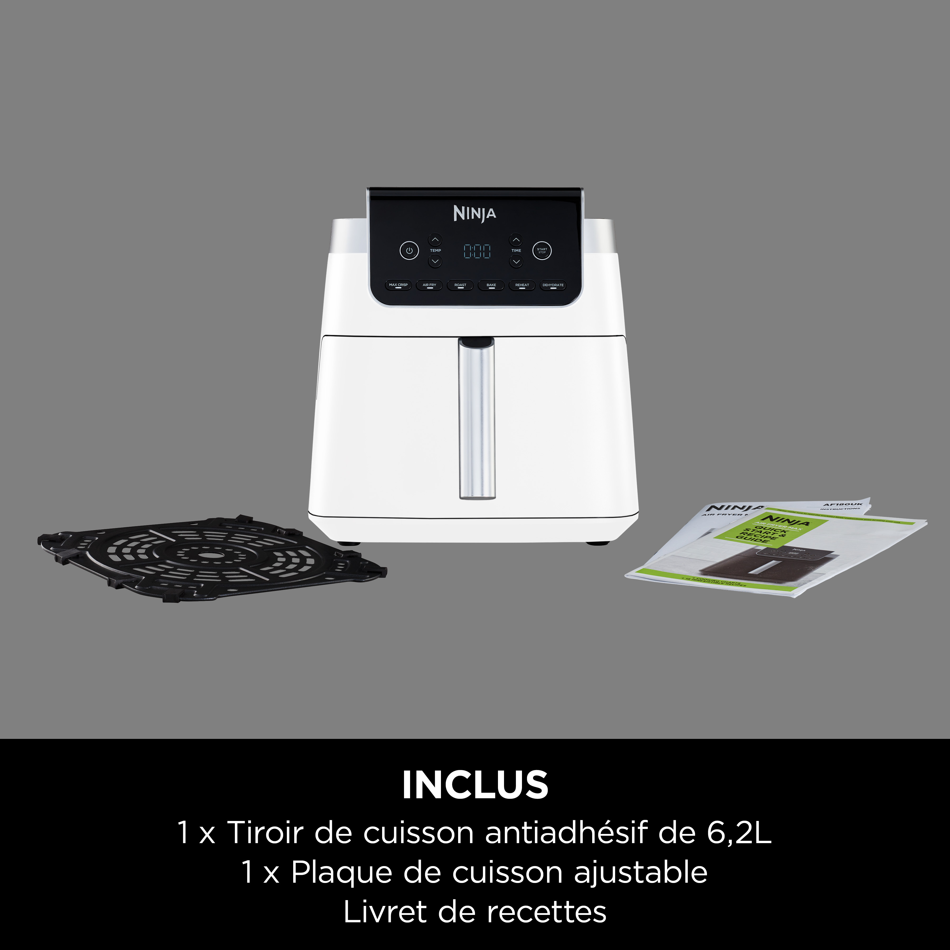 Voir la diapositive 11 : NINJA Friteuse électrique sans huile à air chaud AF180EUWH - Blanc