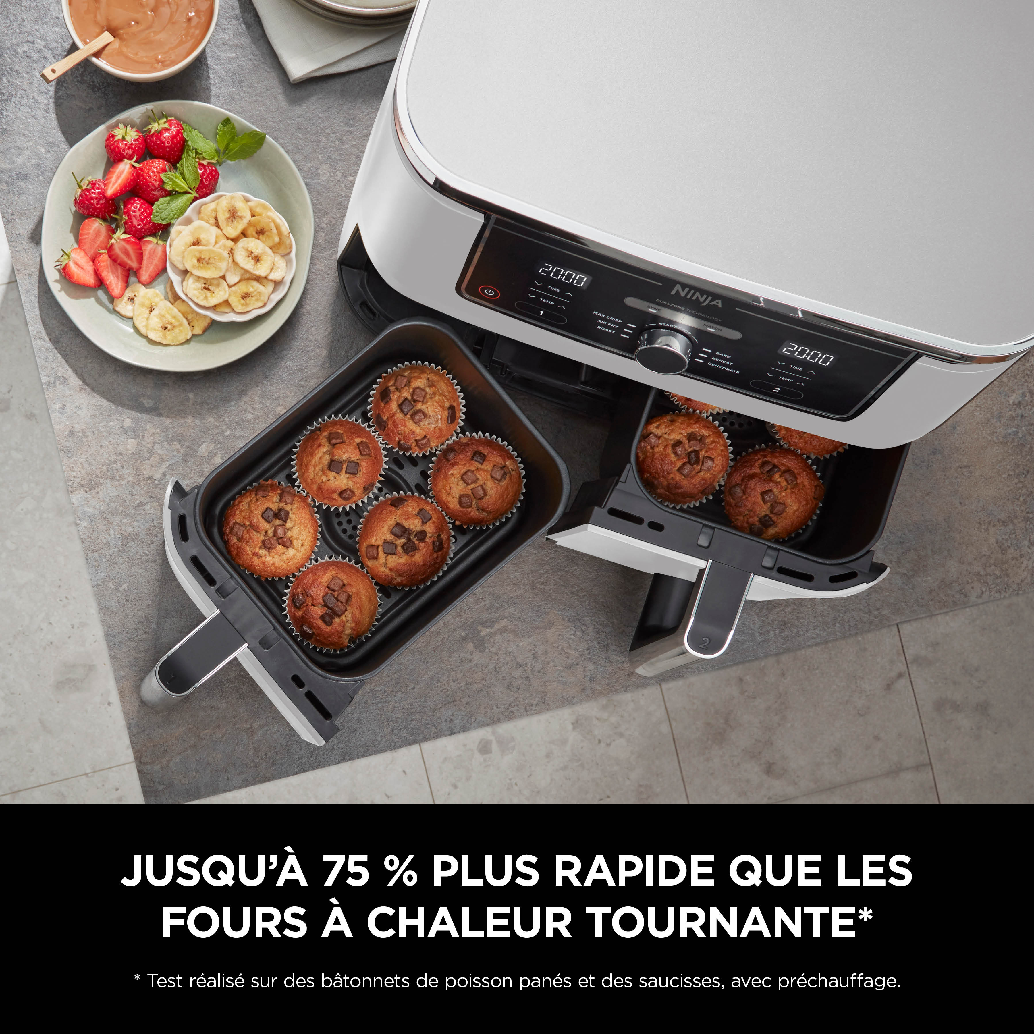 Voir la diapositive 12 : NINJA Friteuse sans huile à air chaud AF400EUWH - Blanc