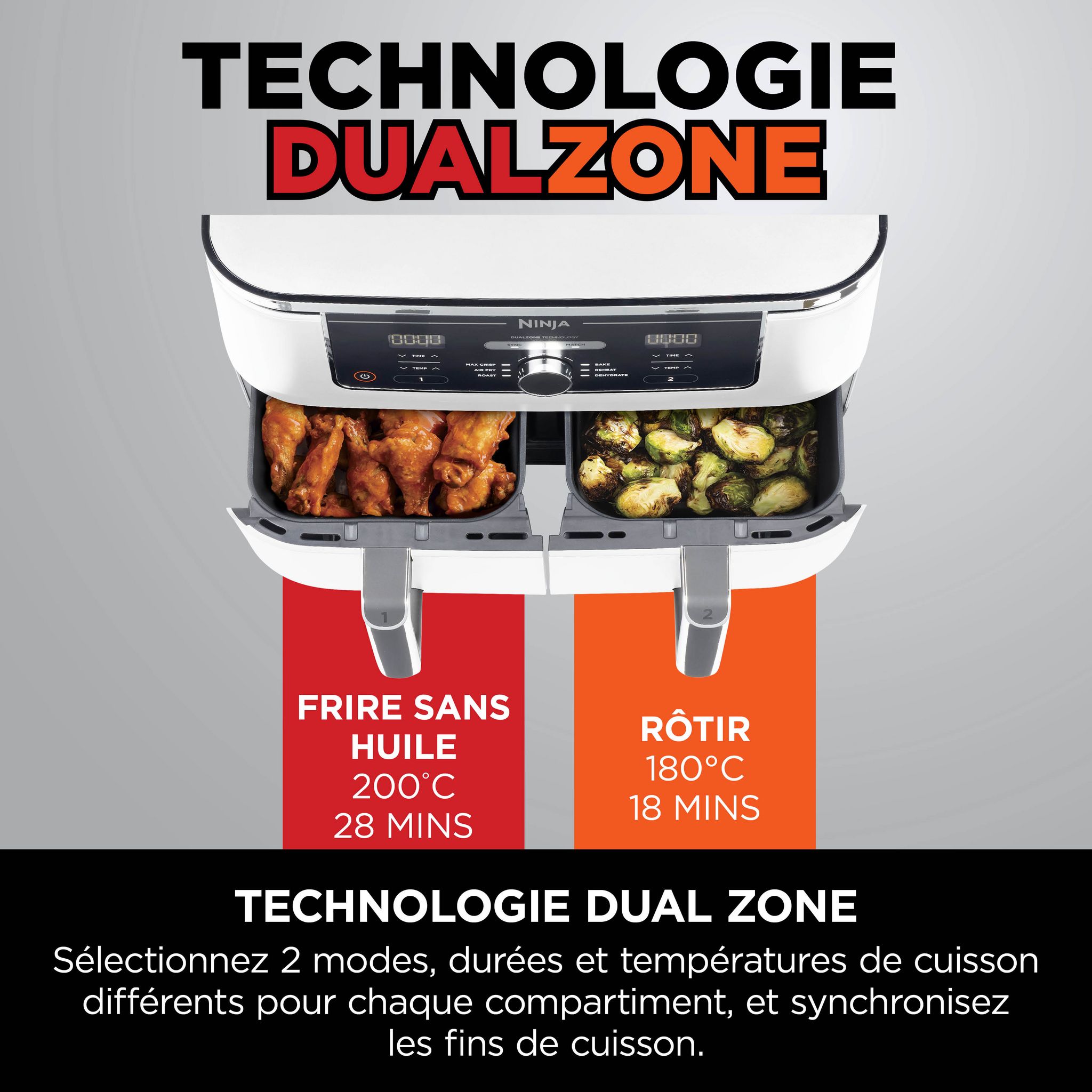 Voir la diapositive 6 : NINJA Friteuse sans huile à air chaud AF400EUWH - Blanc